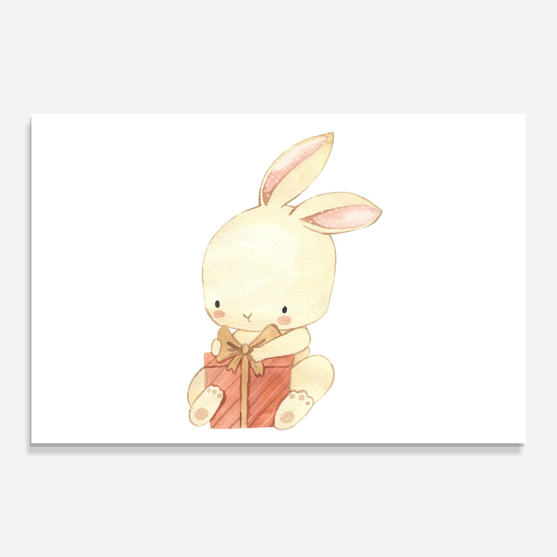 Glasbild Bunny With Gift mockup 0
