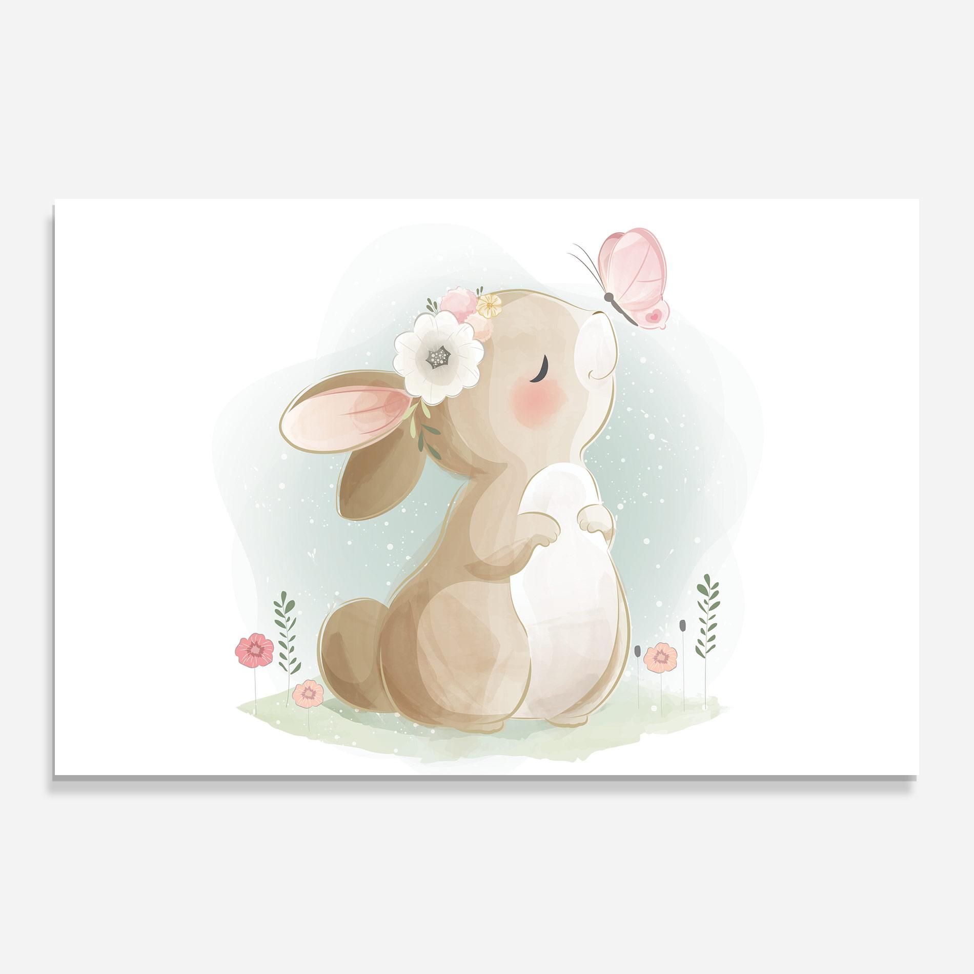 Glasbild Butterfly On Bunny Nose mockup 0