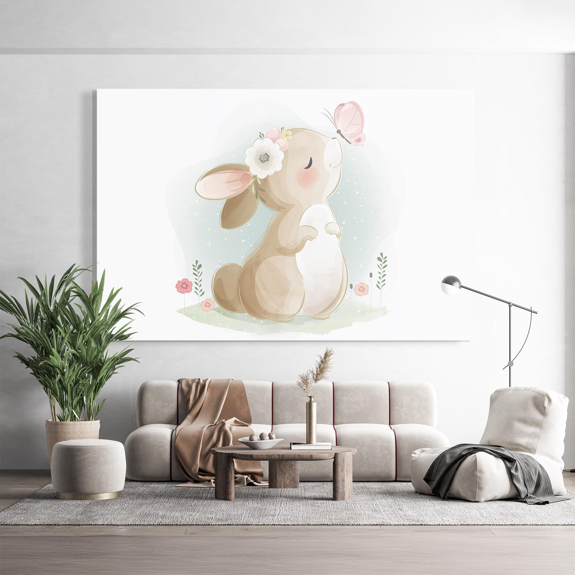 Glasbild Butterfly On Bunny Nose mockup 9