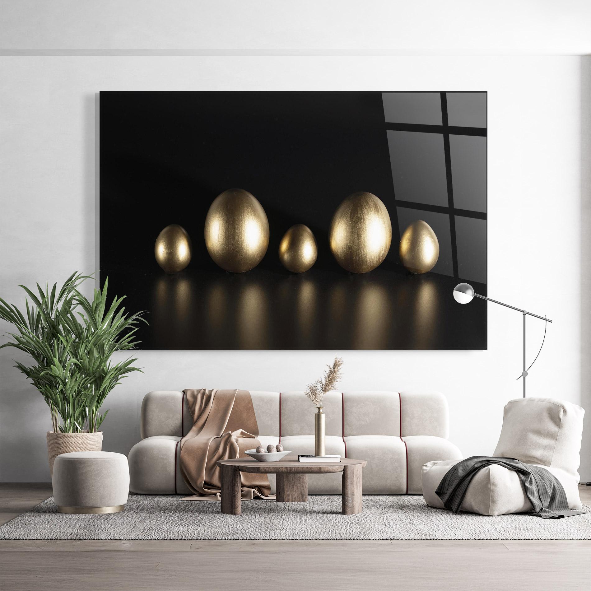 Glasbild Gold Eggs Shot mockup 9