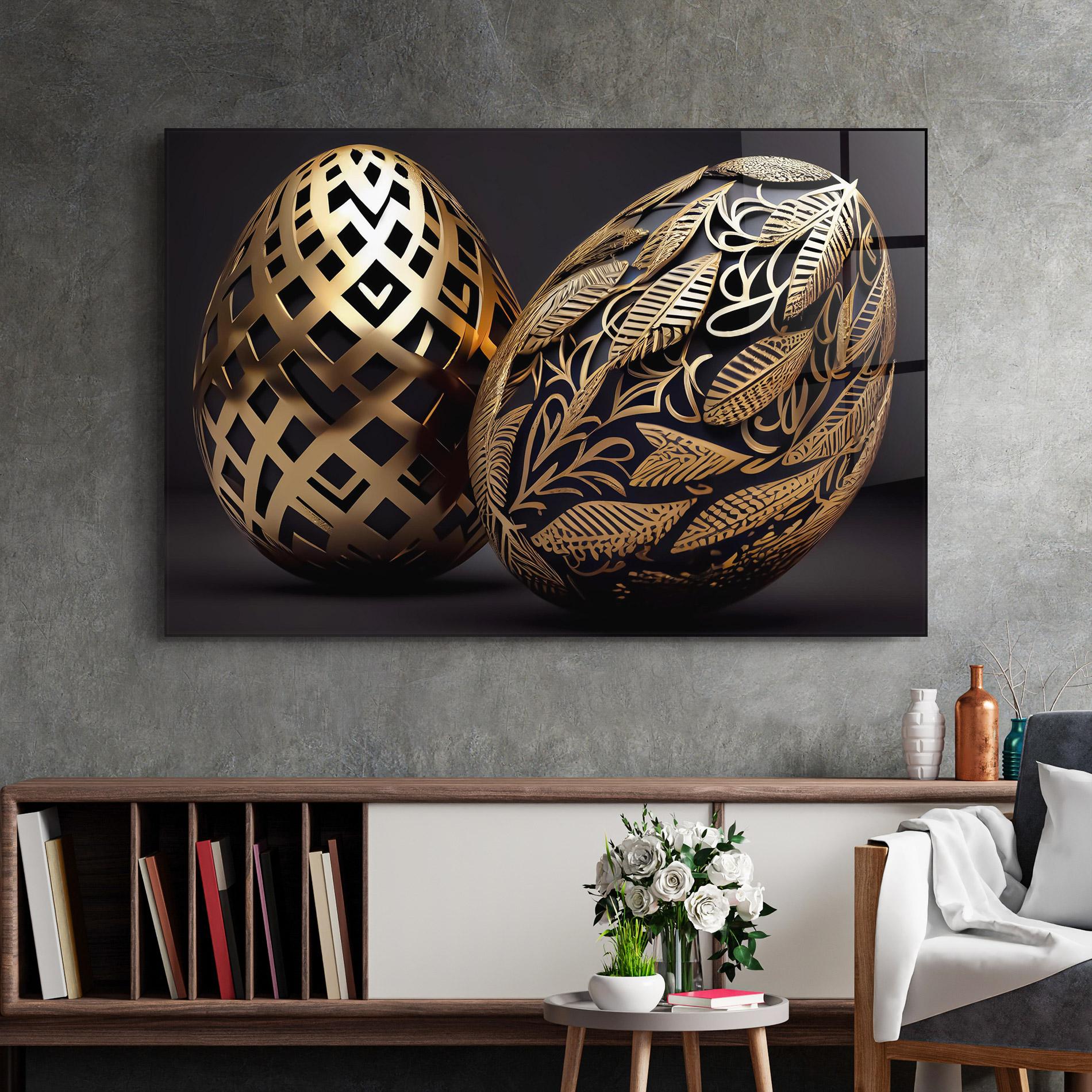 Glasbild Black Golden Eggs mockup 2