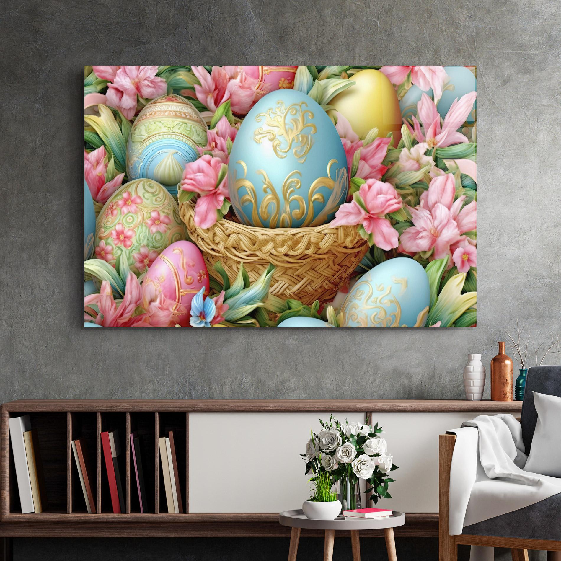 Glasbild Blue Easter Egg mockup 2