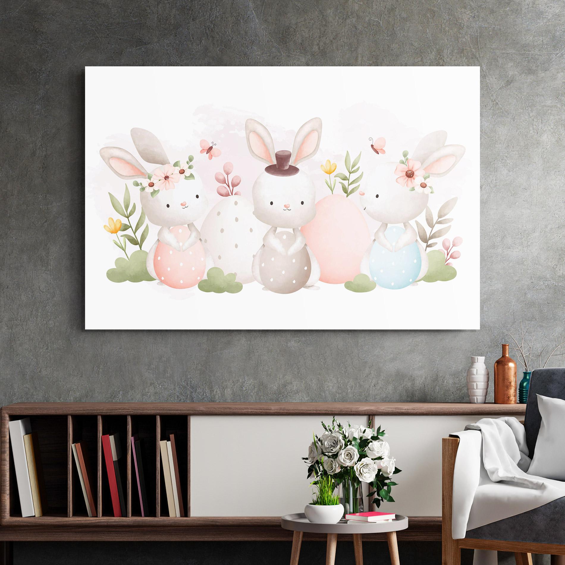Glasbild Bunny With Hat mockup 2