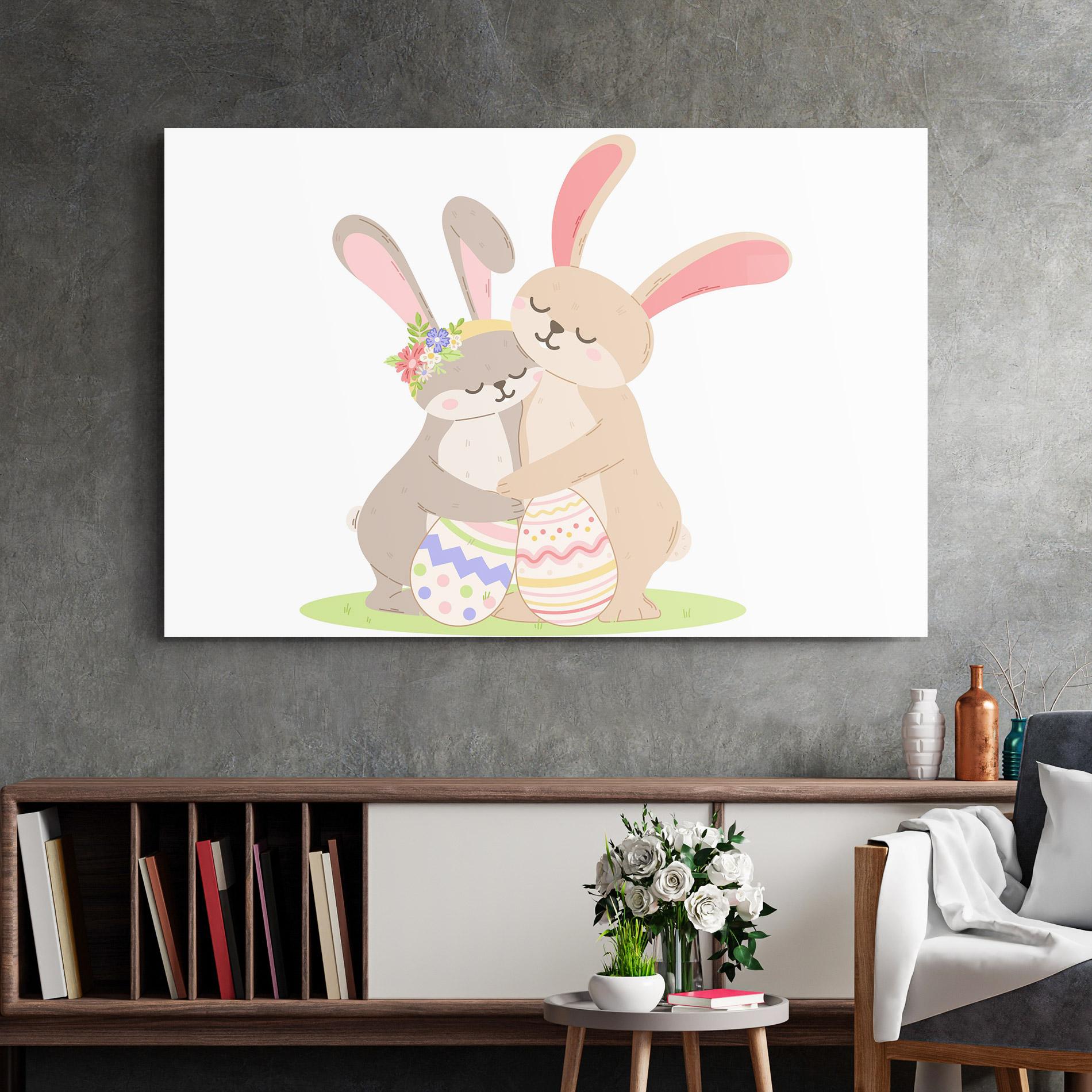Glasbild Easter Bunny Couple mockup 2
