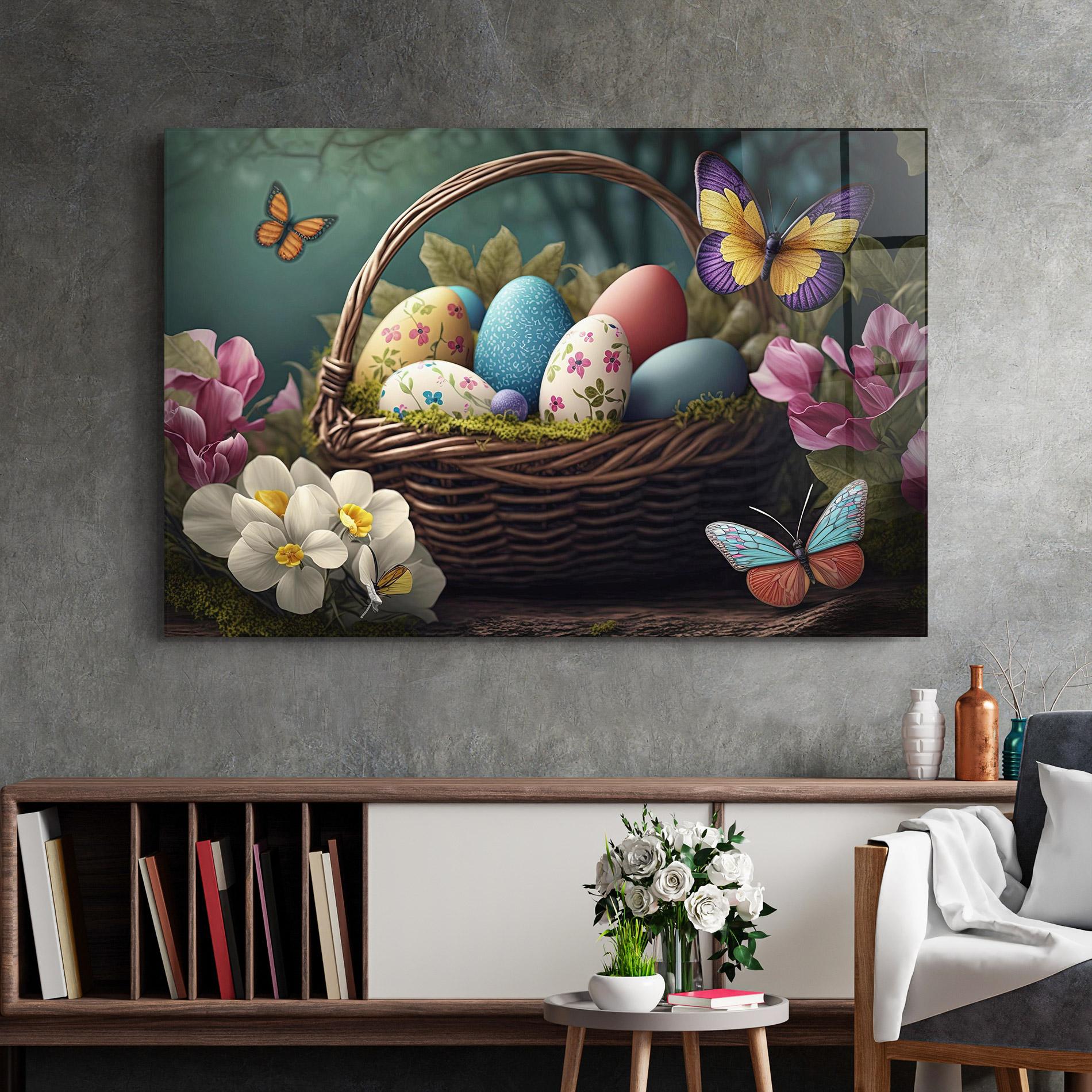 Glasbild Easter Eggs Butterfly mockup 2