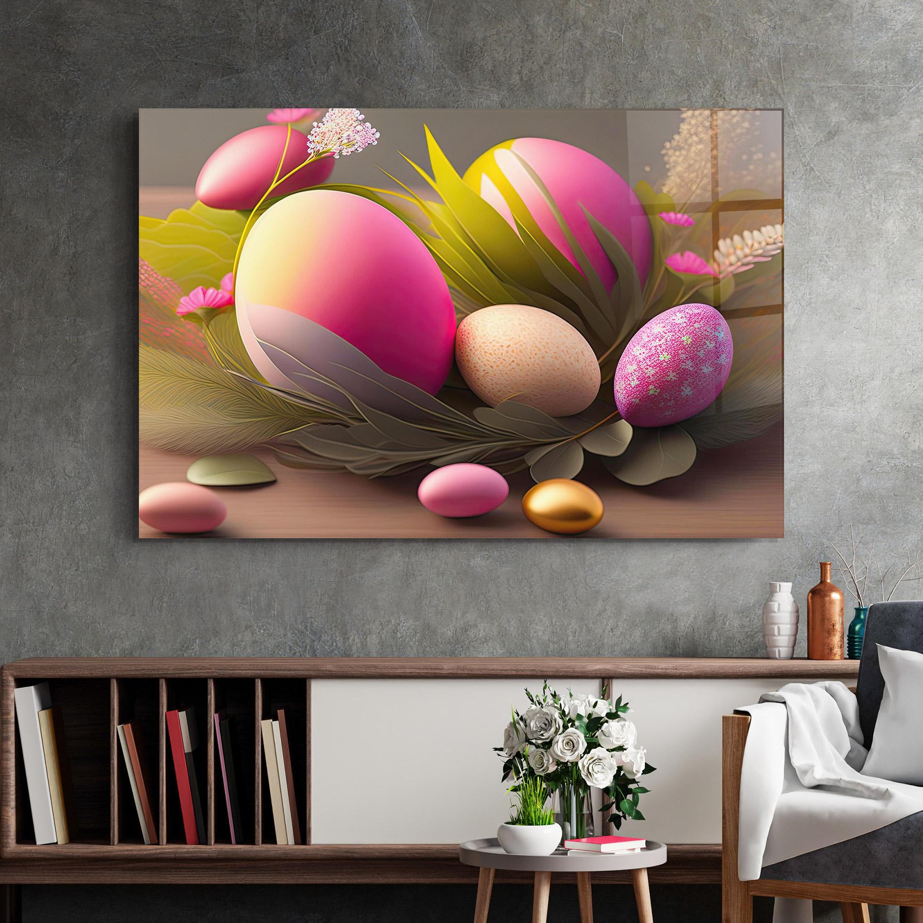 Glasbild Pink Easter Eggs mockup 2