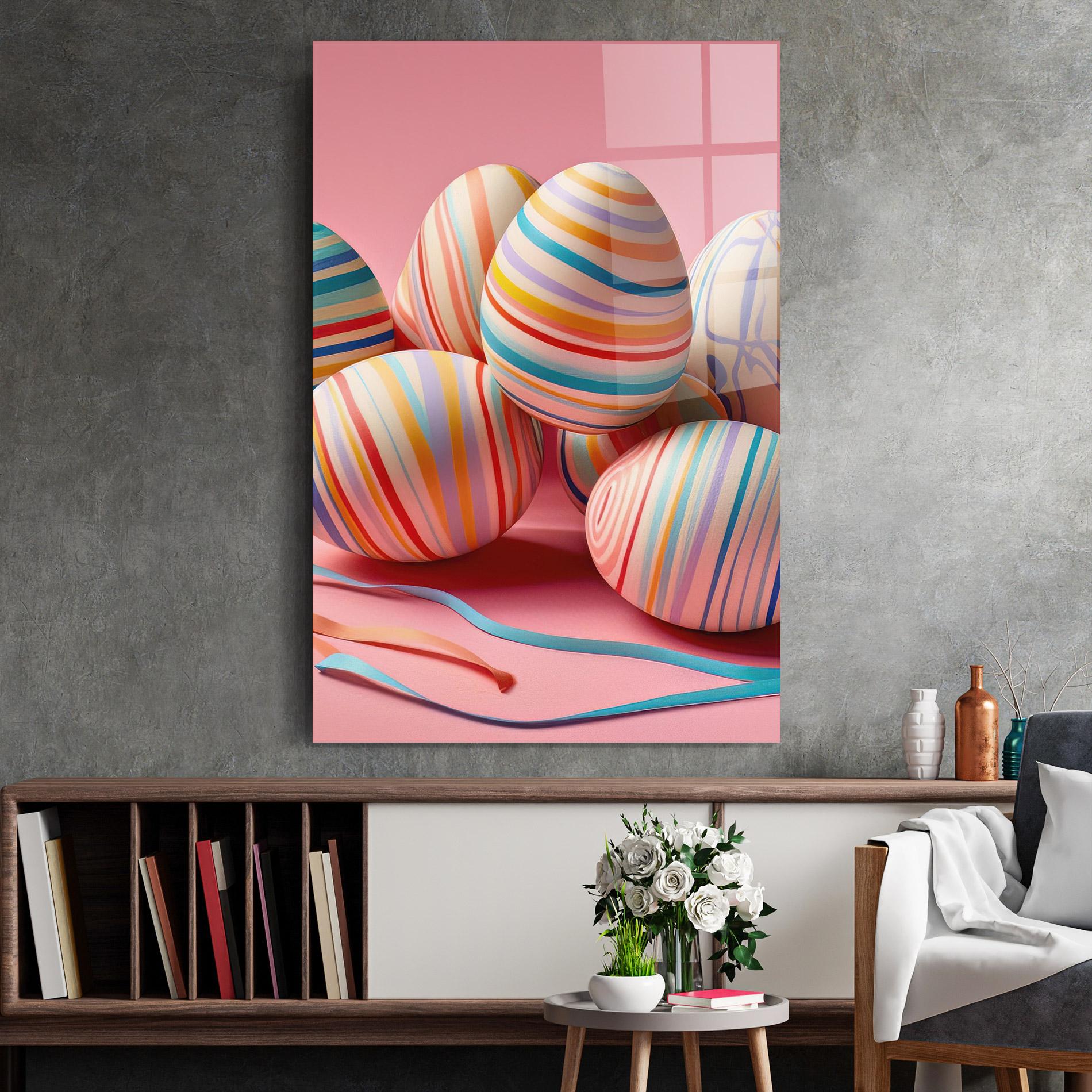 Glasbild Easter Eggs Ribbons mockup 2