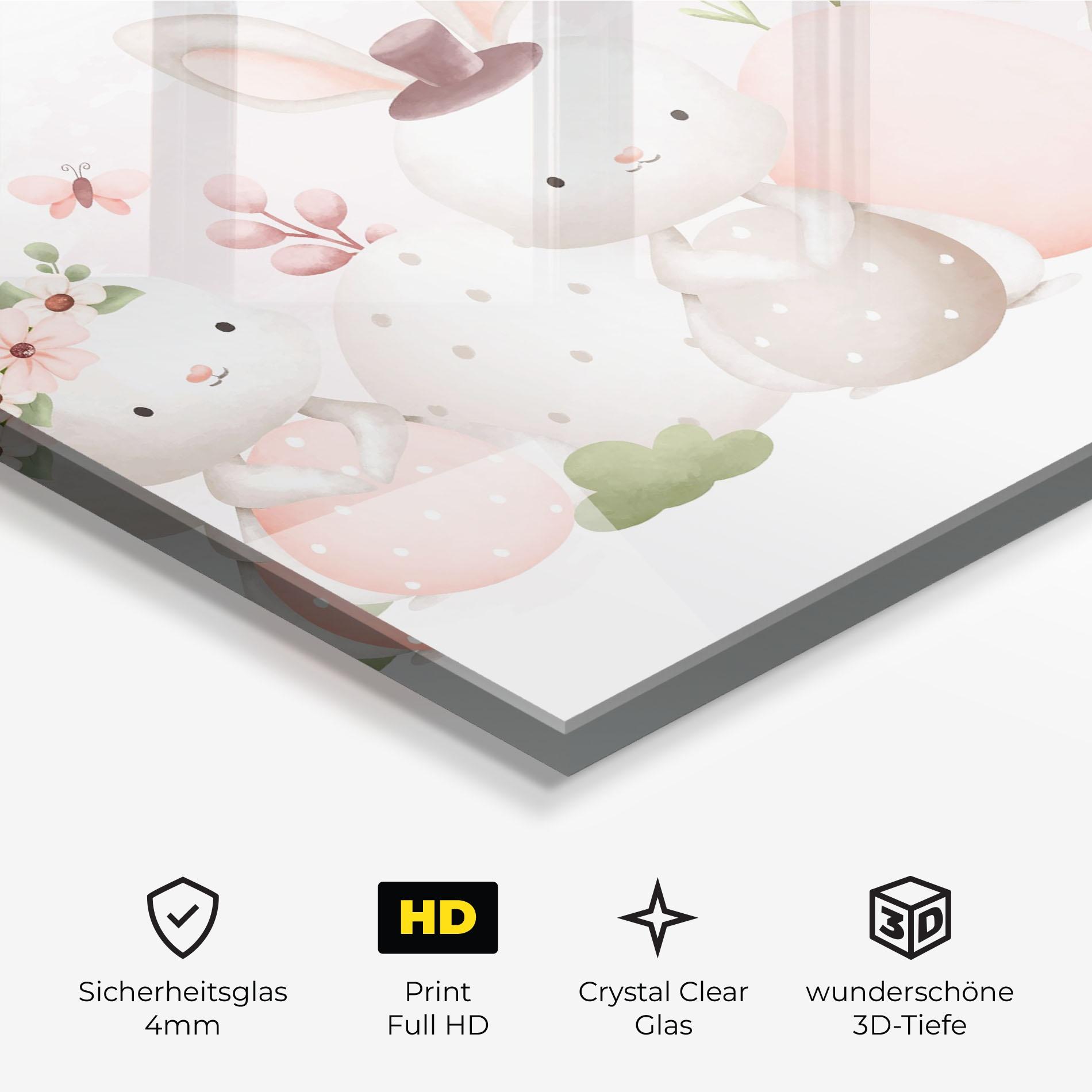 Glasbild Bunny With Hat mockup 3