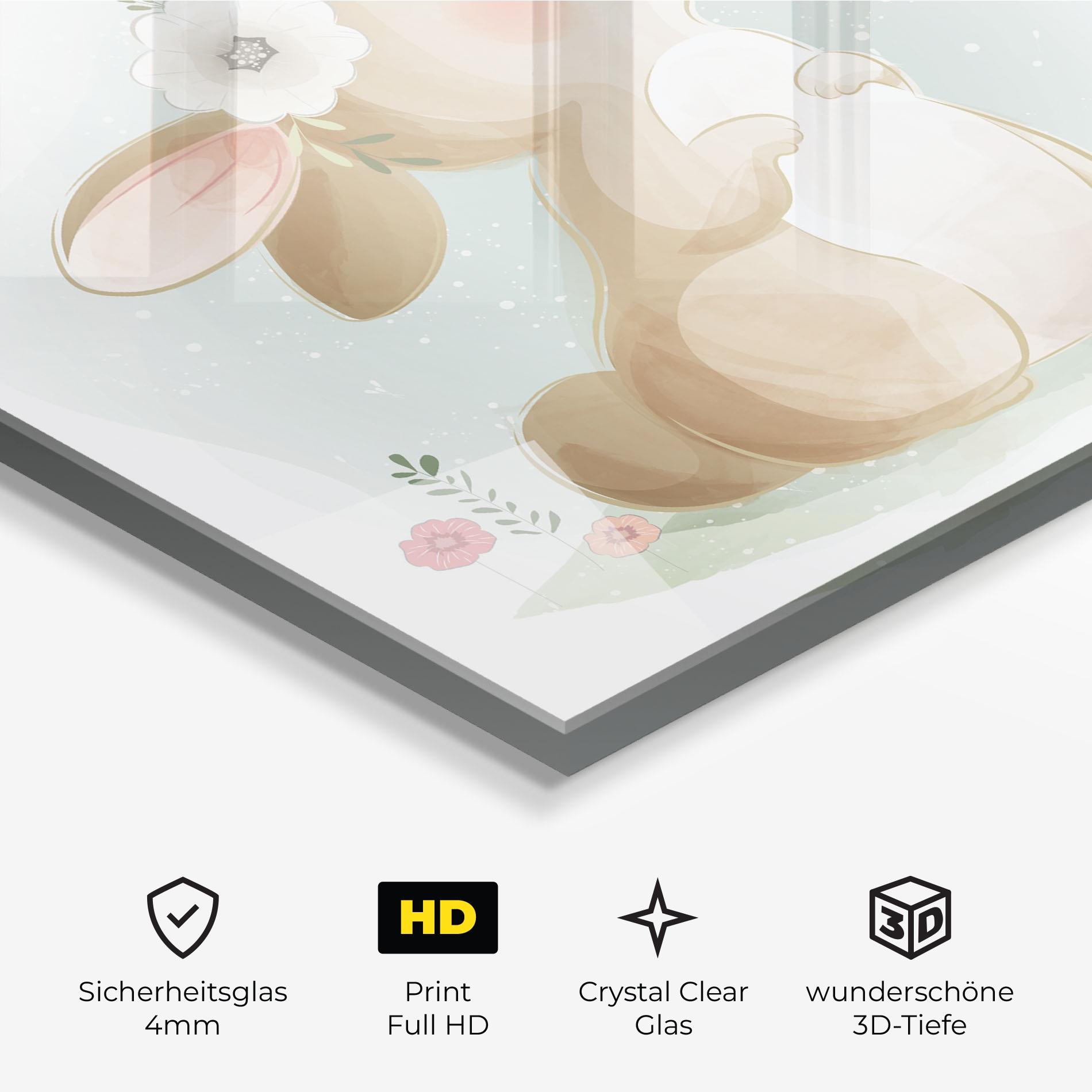 Glasbild Butterfly On Bunny Nose mockup 3
