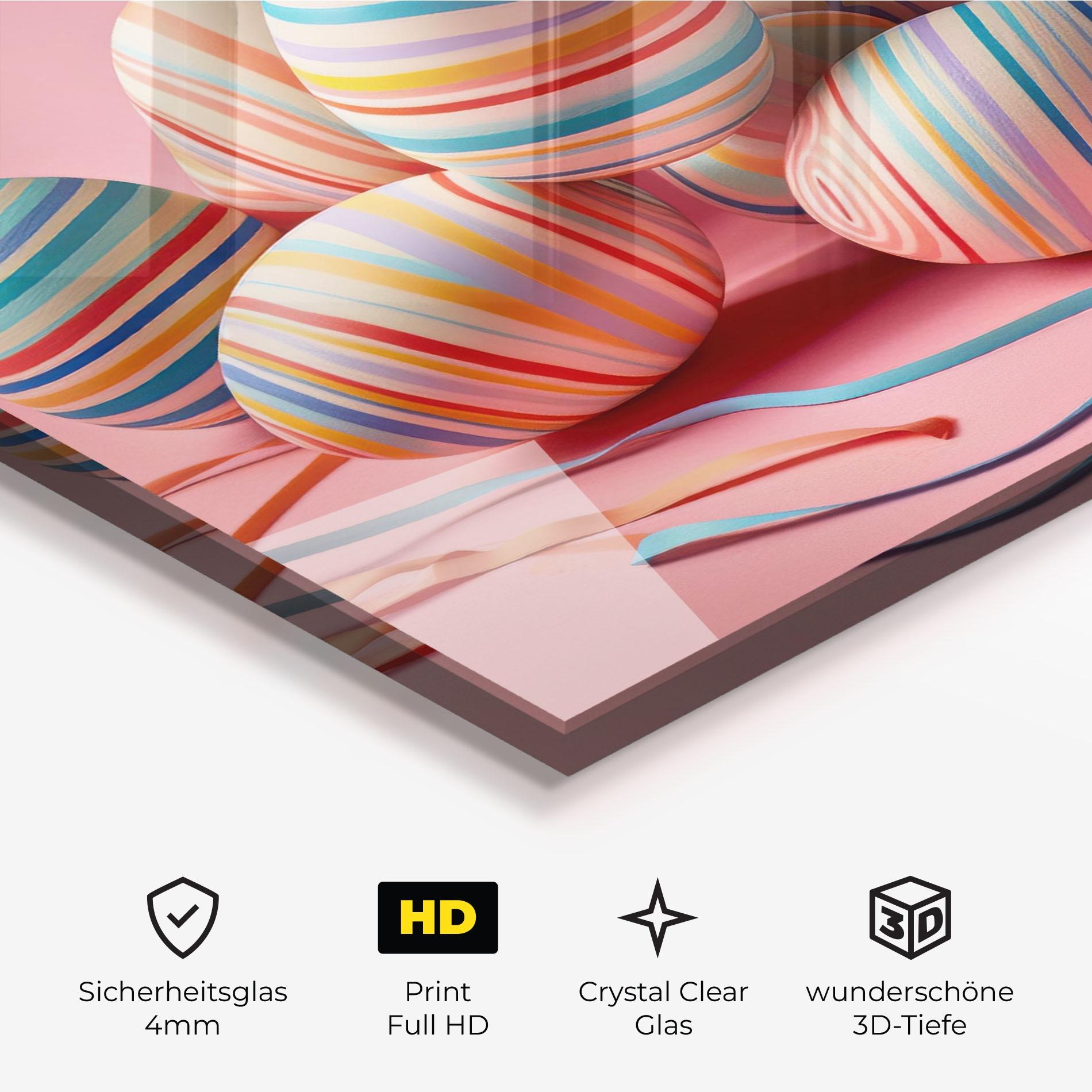 Glasbild Easter Eggs Ribbons mockup 3