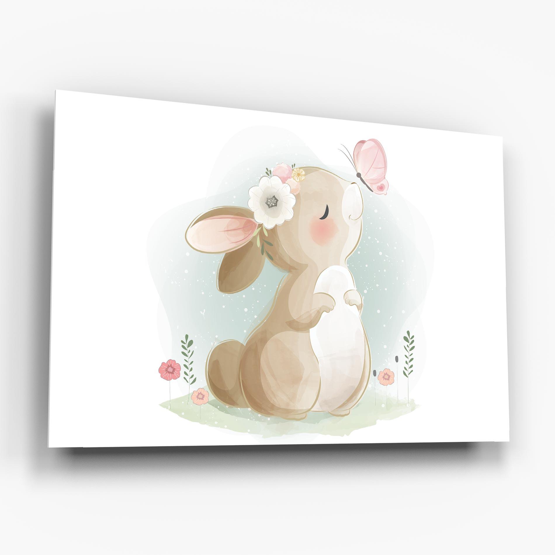 Glasbild Butterfly On Bunny Nose mockup 6
