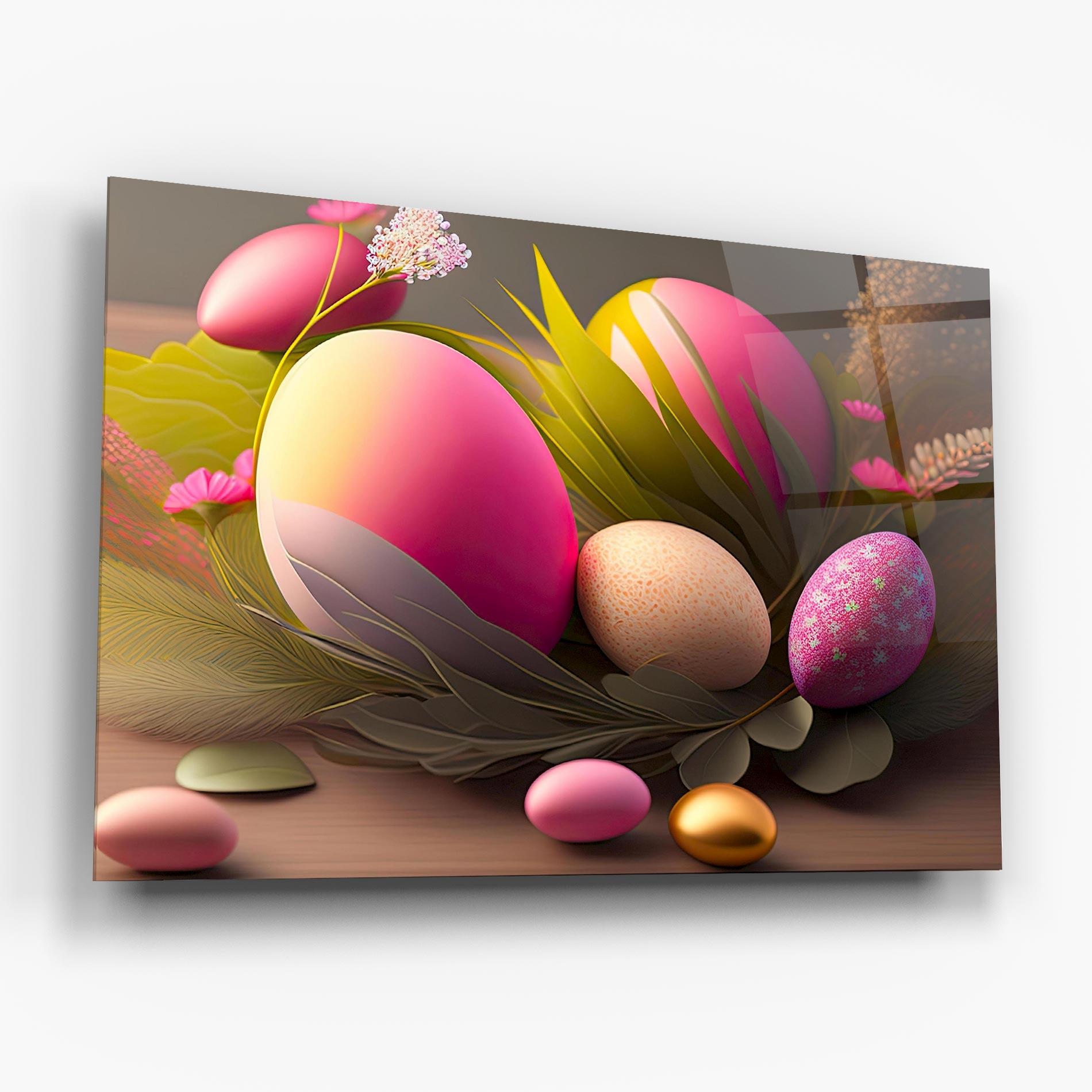 Glasbild Pink Easter Eggs mockup 6