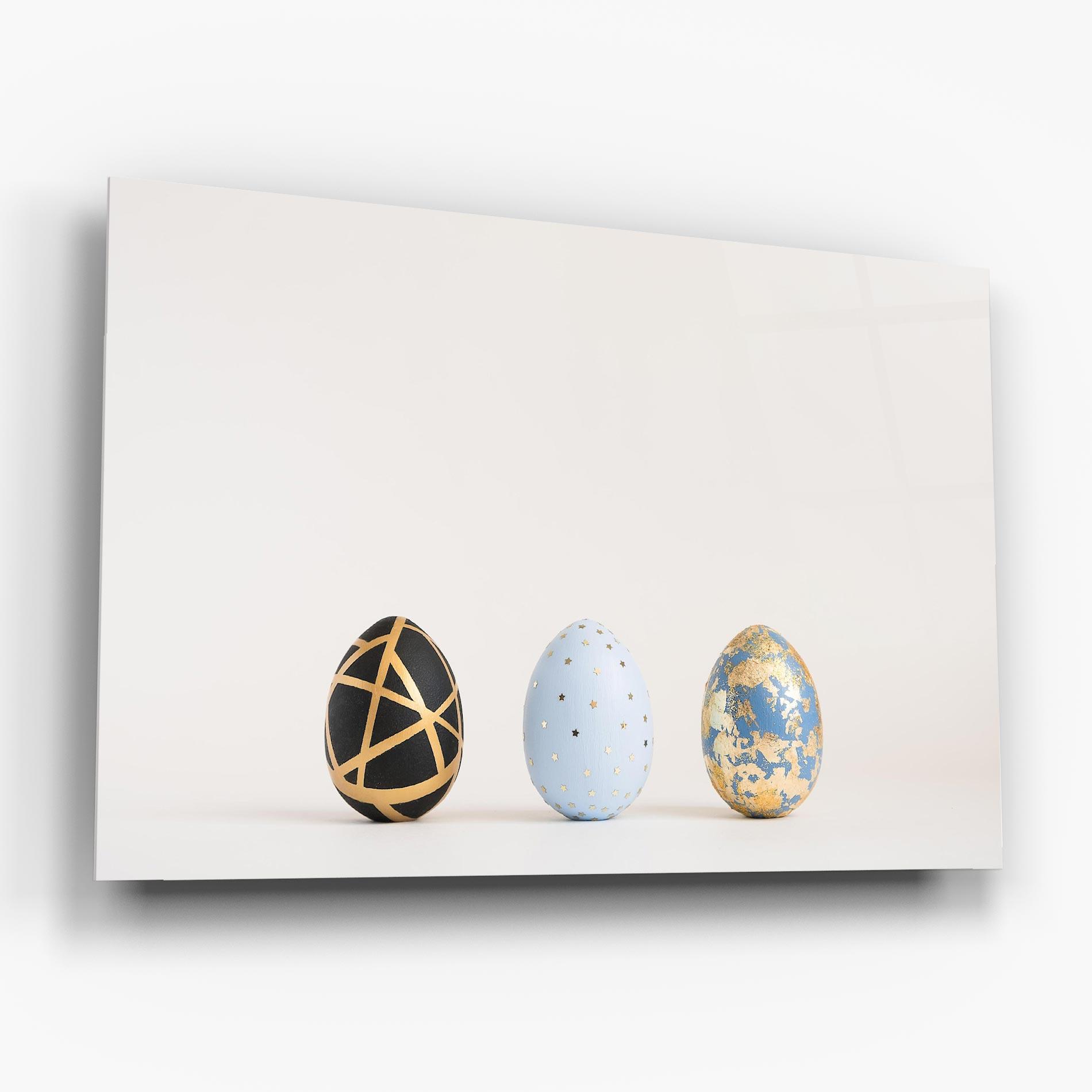 Glasbild Three Easter Golden Eggs mockup 6