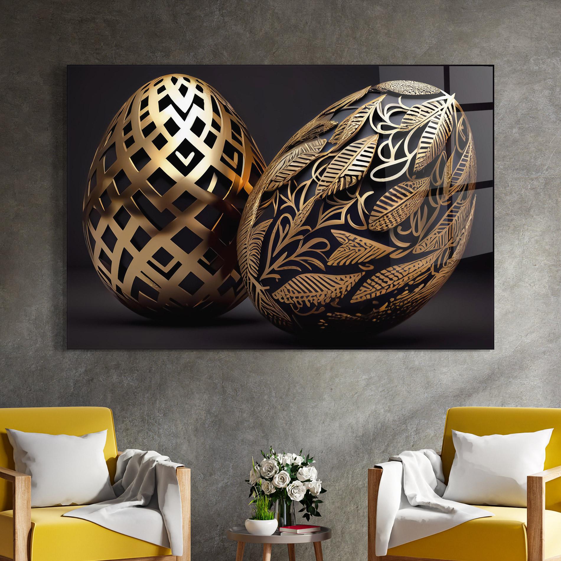 Glasbild Black Golden Eggs mockup 4