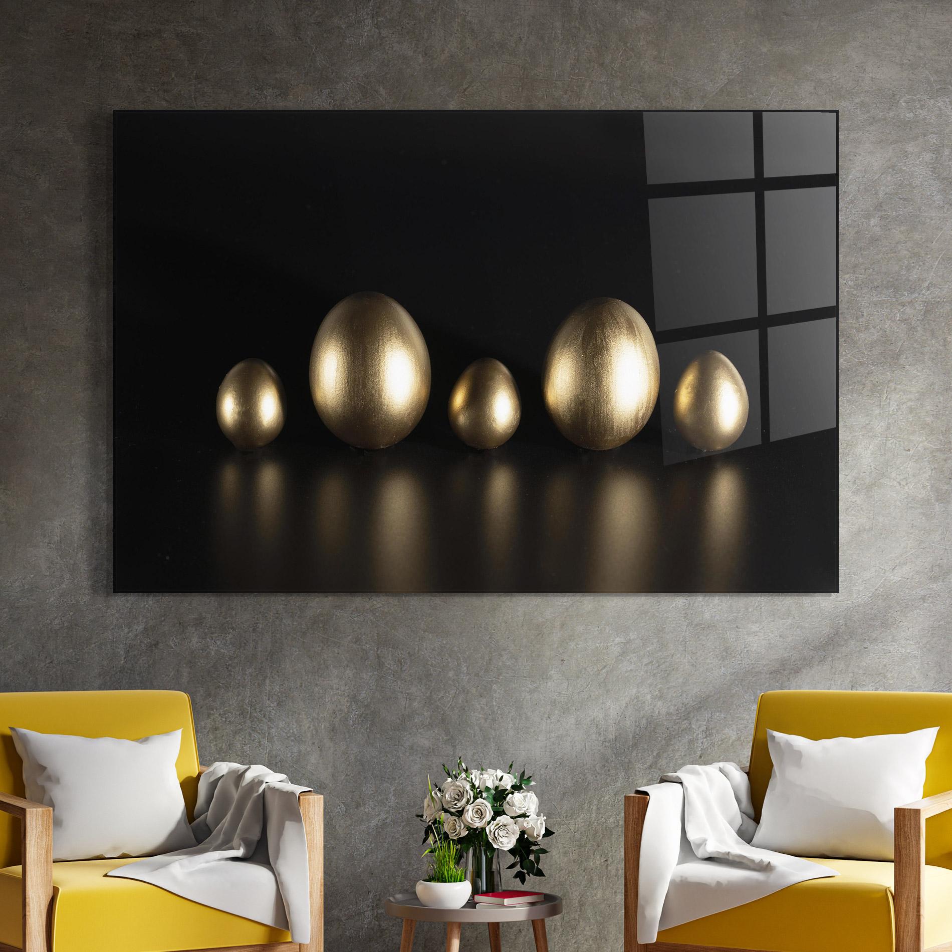 Glasbild Gold Eggs Shot mockup 4
