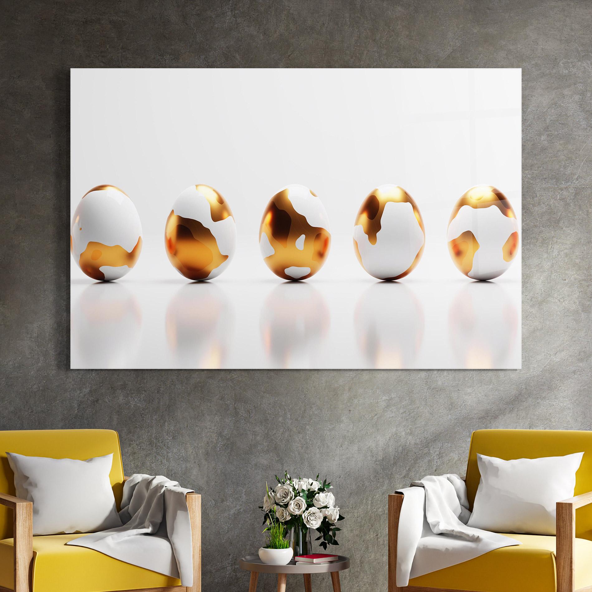 Glasbild Golden Shiny Eggs mockup 4