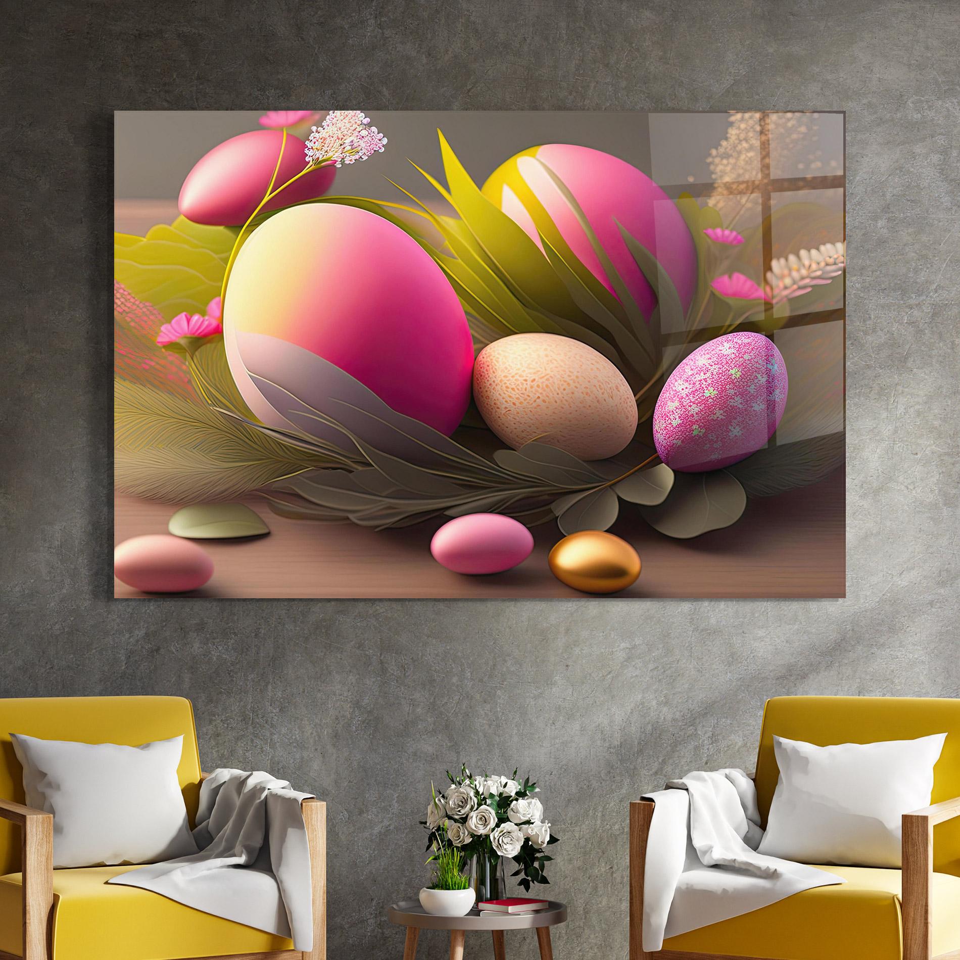 Glasbild Pink Easter Eggs mockup 4