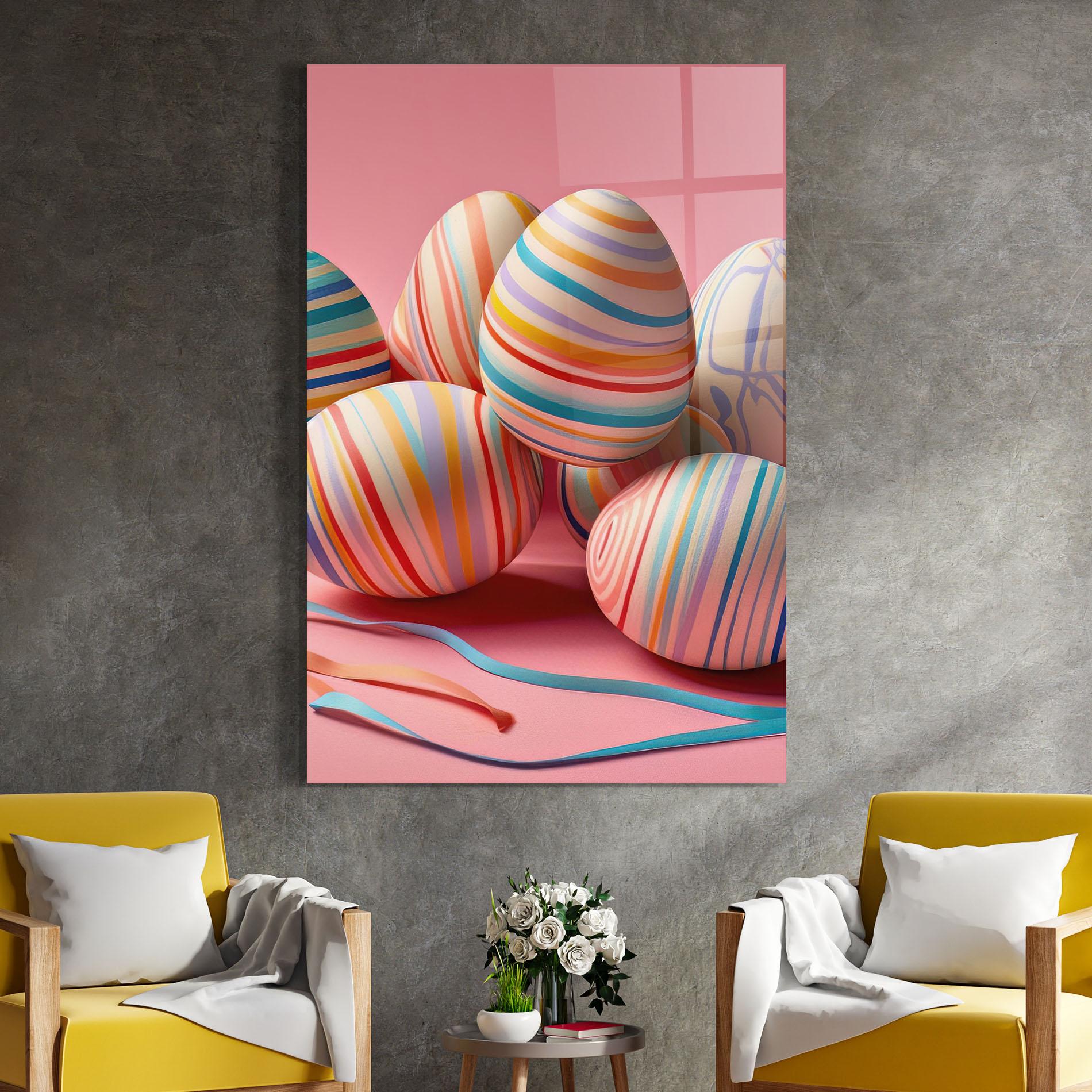 Glasbild Easter Eggs Ribbons mockup 4