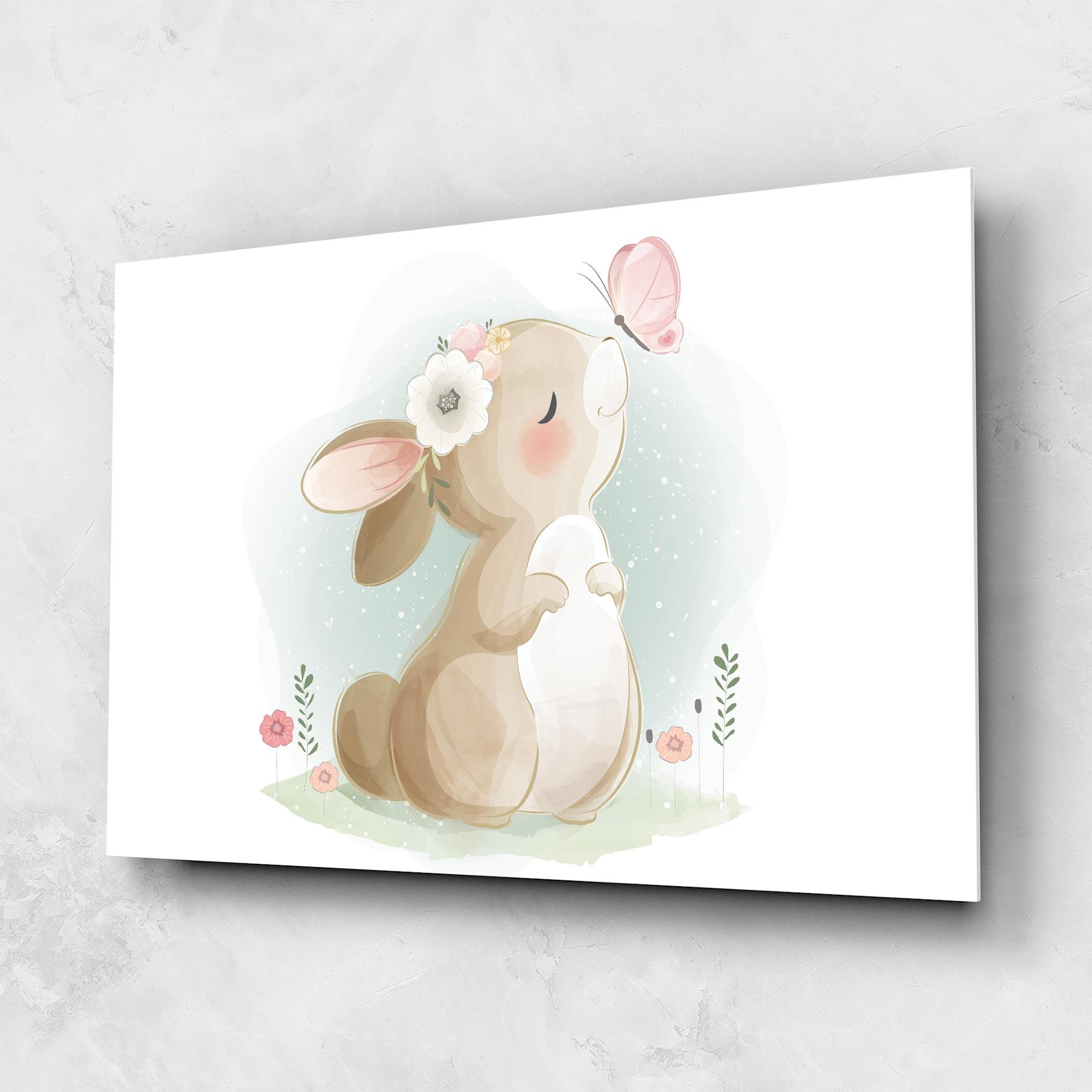 Glasbild Butterfly On Bunny Nose mockup 1