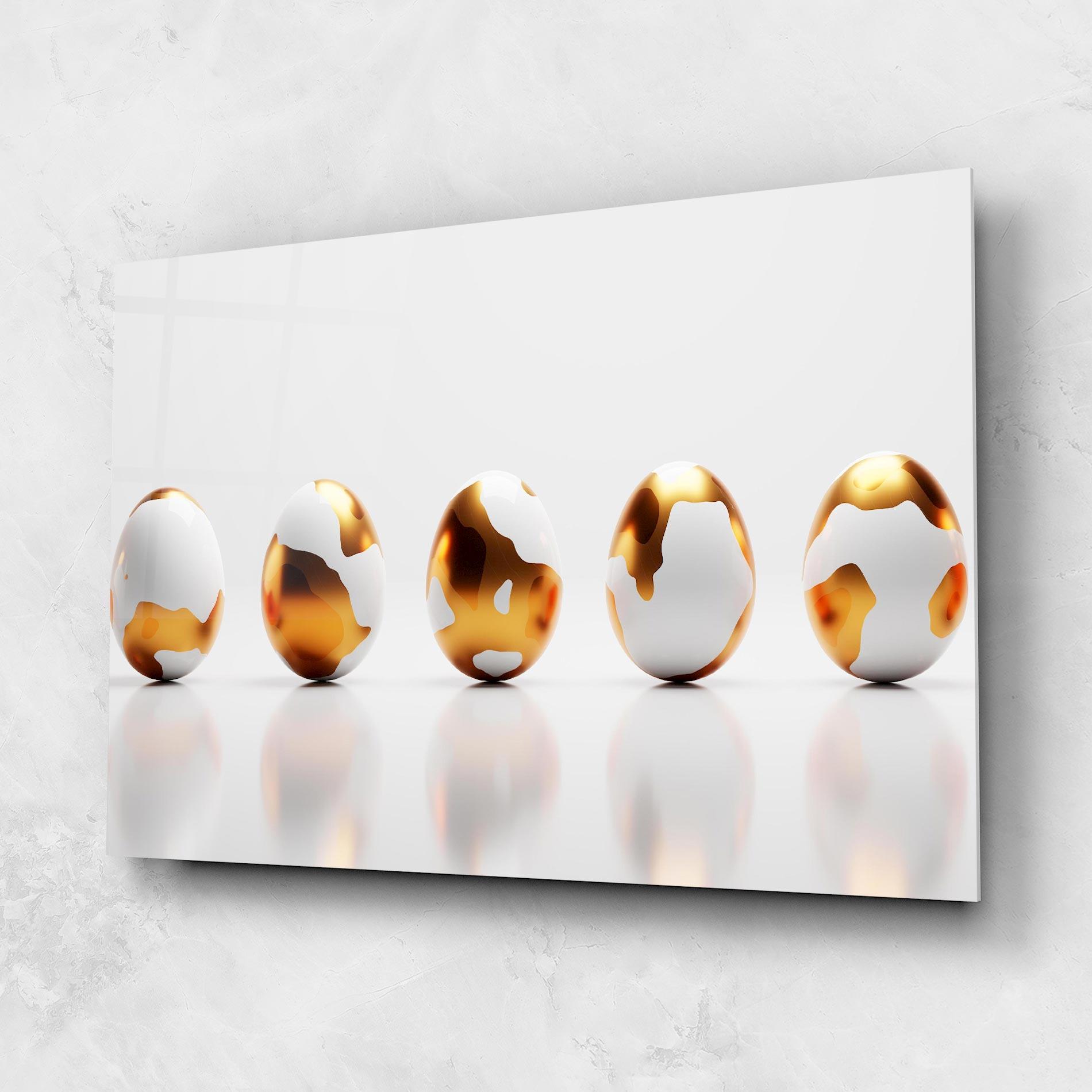 Glasbild Golden Shiny Eggs mockup 1