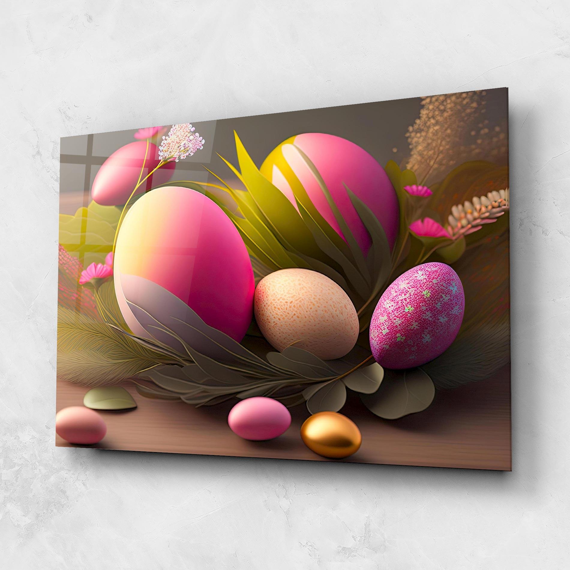 Glasbild Pink Easter Eggs mockup 1