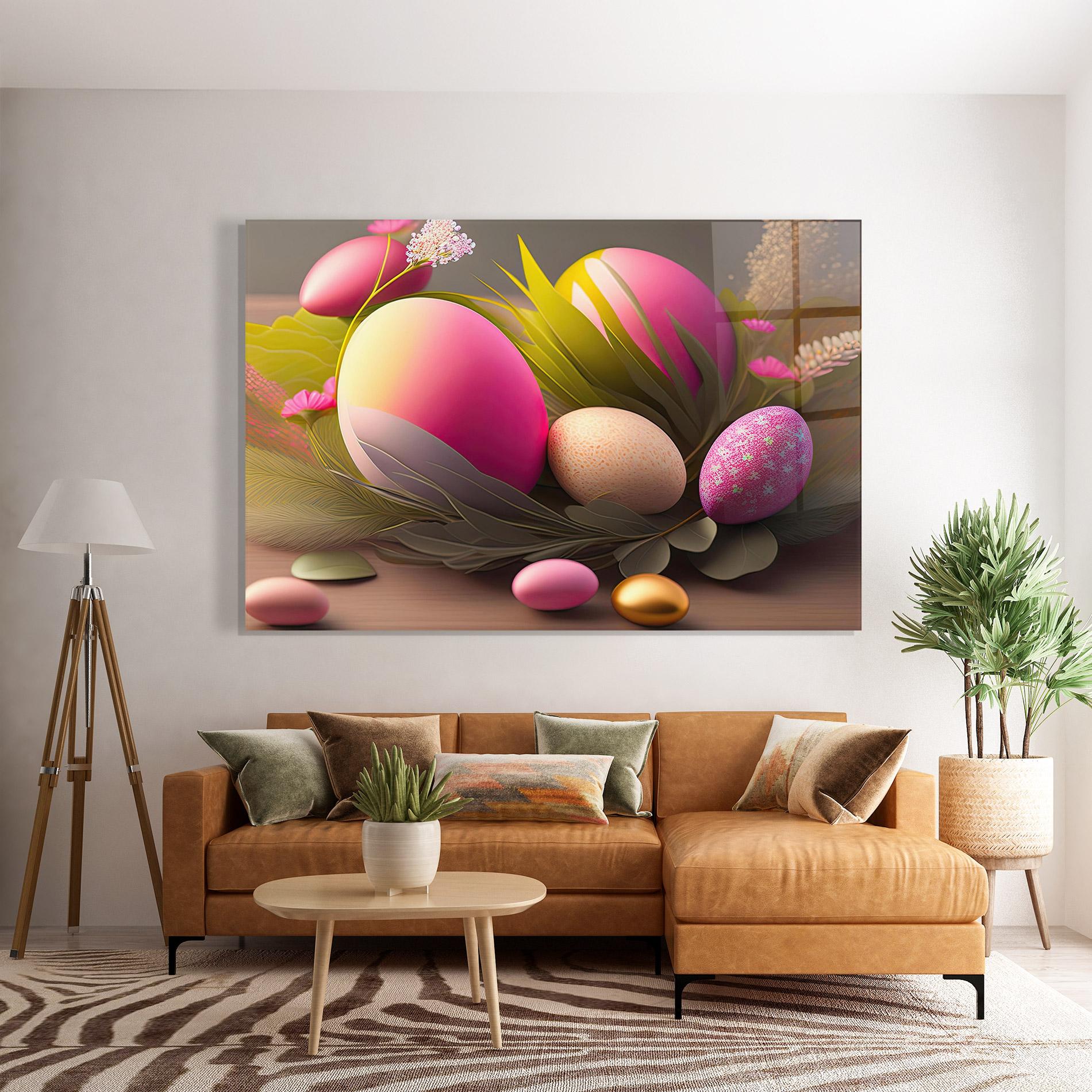 Glasbild Pink Easter Eggs mockup 7