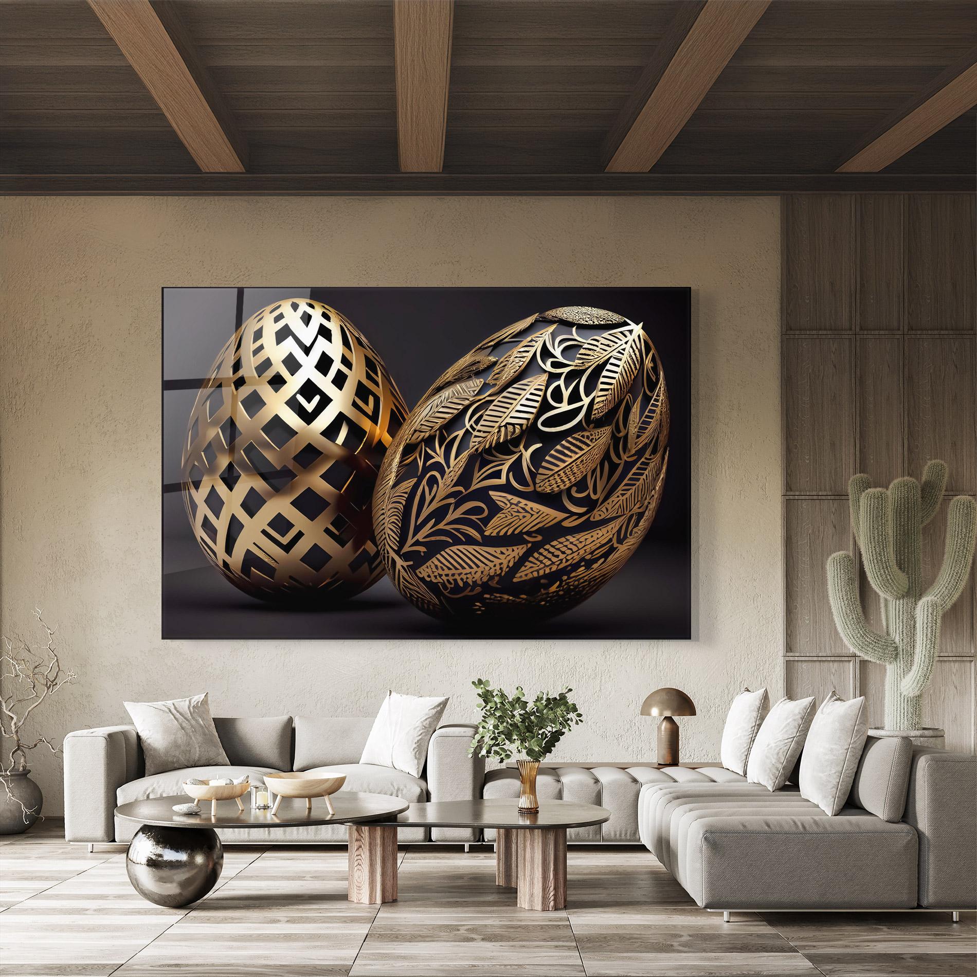 Glasbild Black Golden Eggs mockup 8