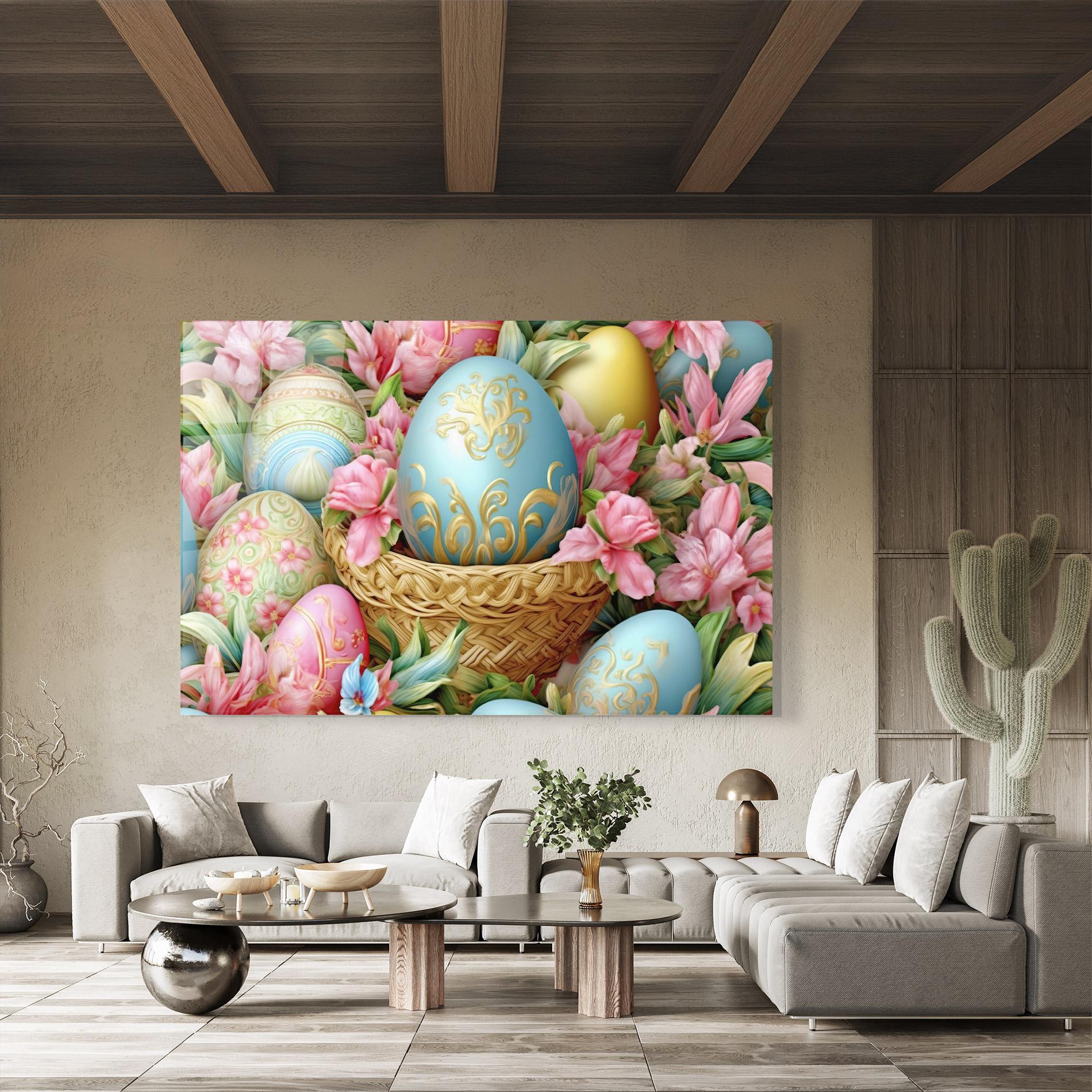 Glasbild Blue Easter Egg mockup 8