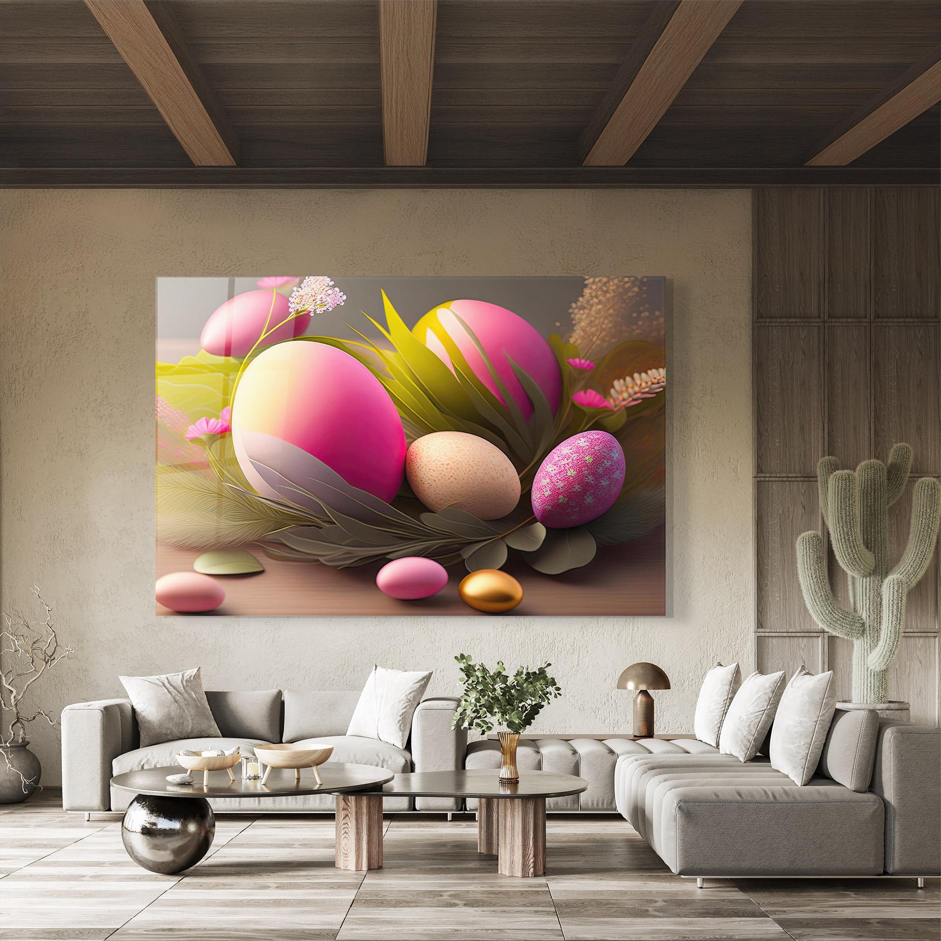 Glasbild Pink Easter Eggs mockup 8