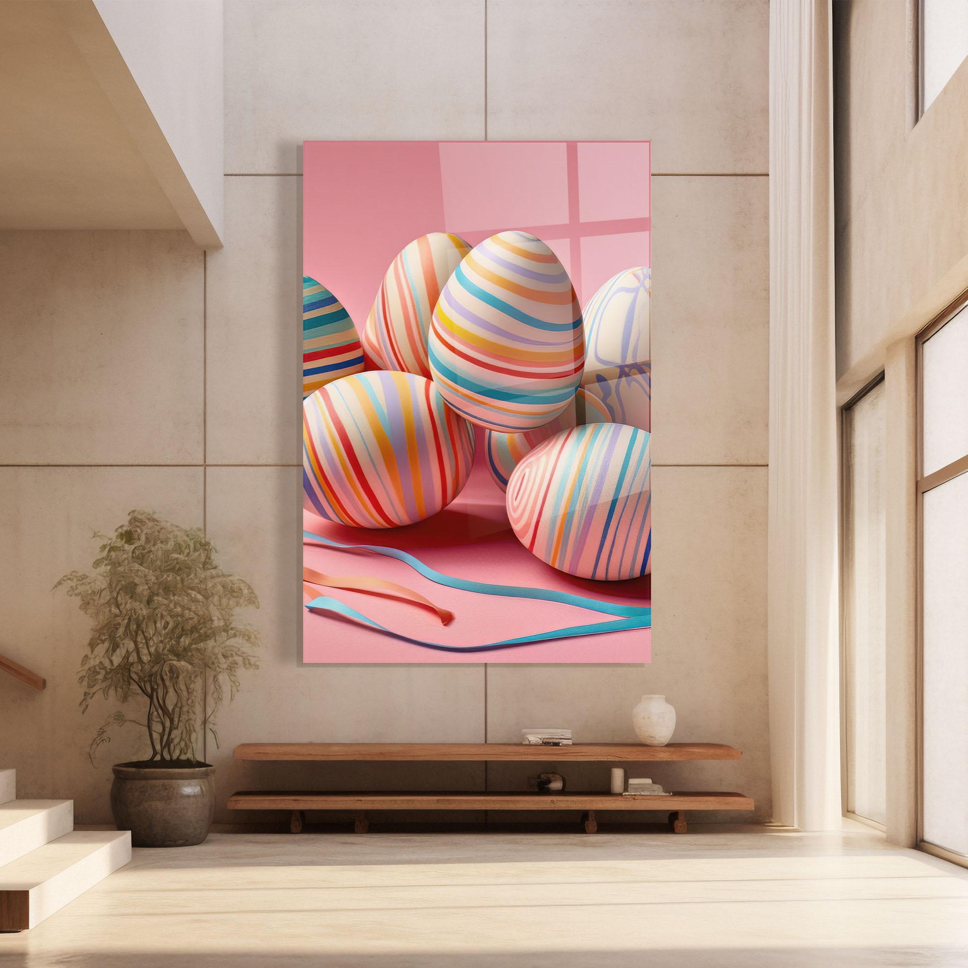 Glasbild Easter Eggs Ribbons mockup 8