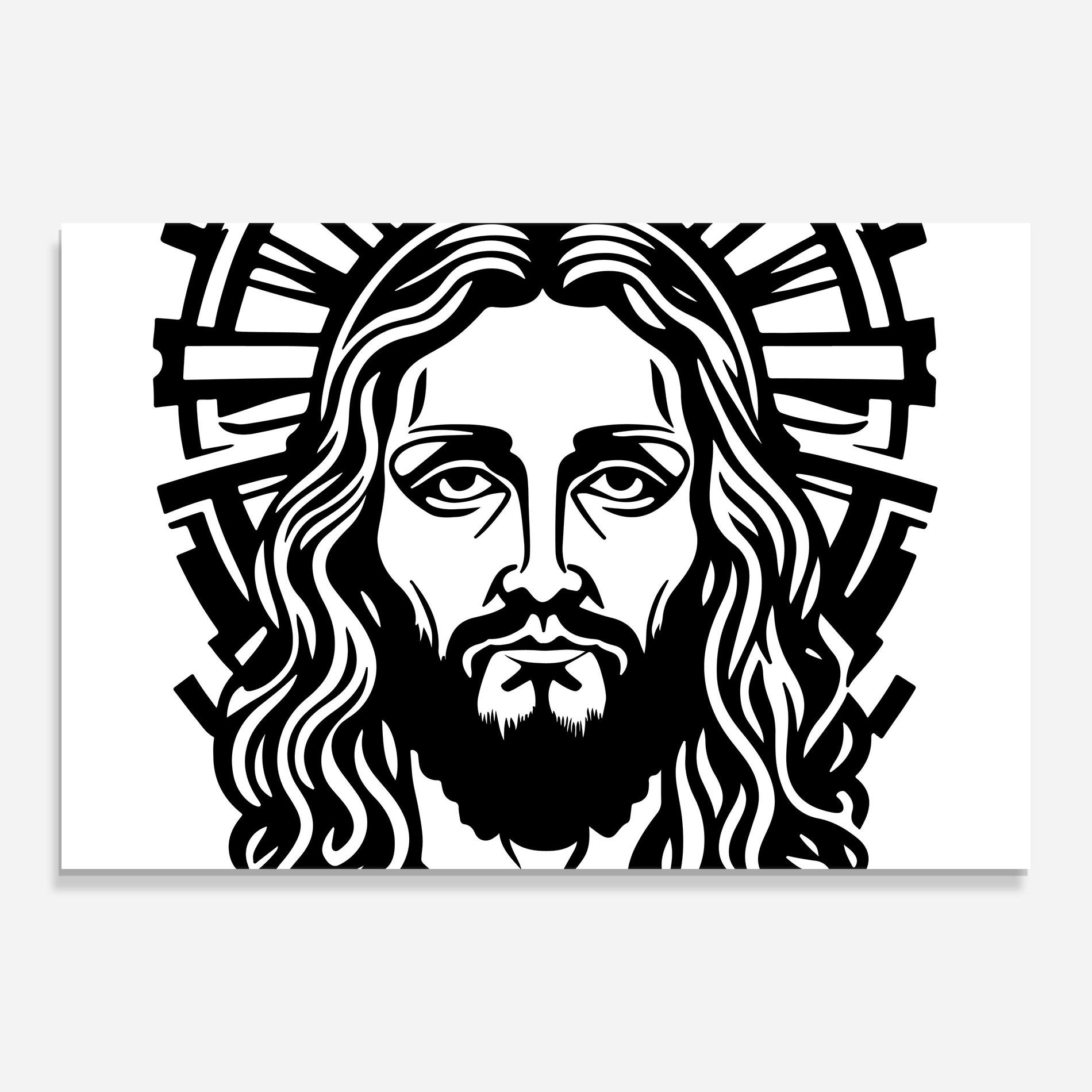 Glasbild Black Line Jesus mockup 0