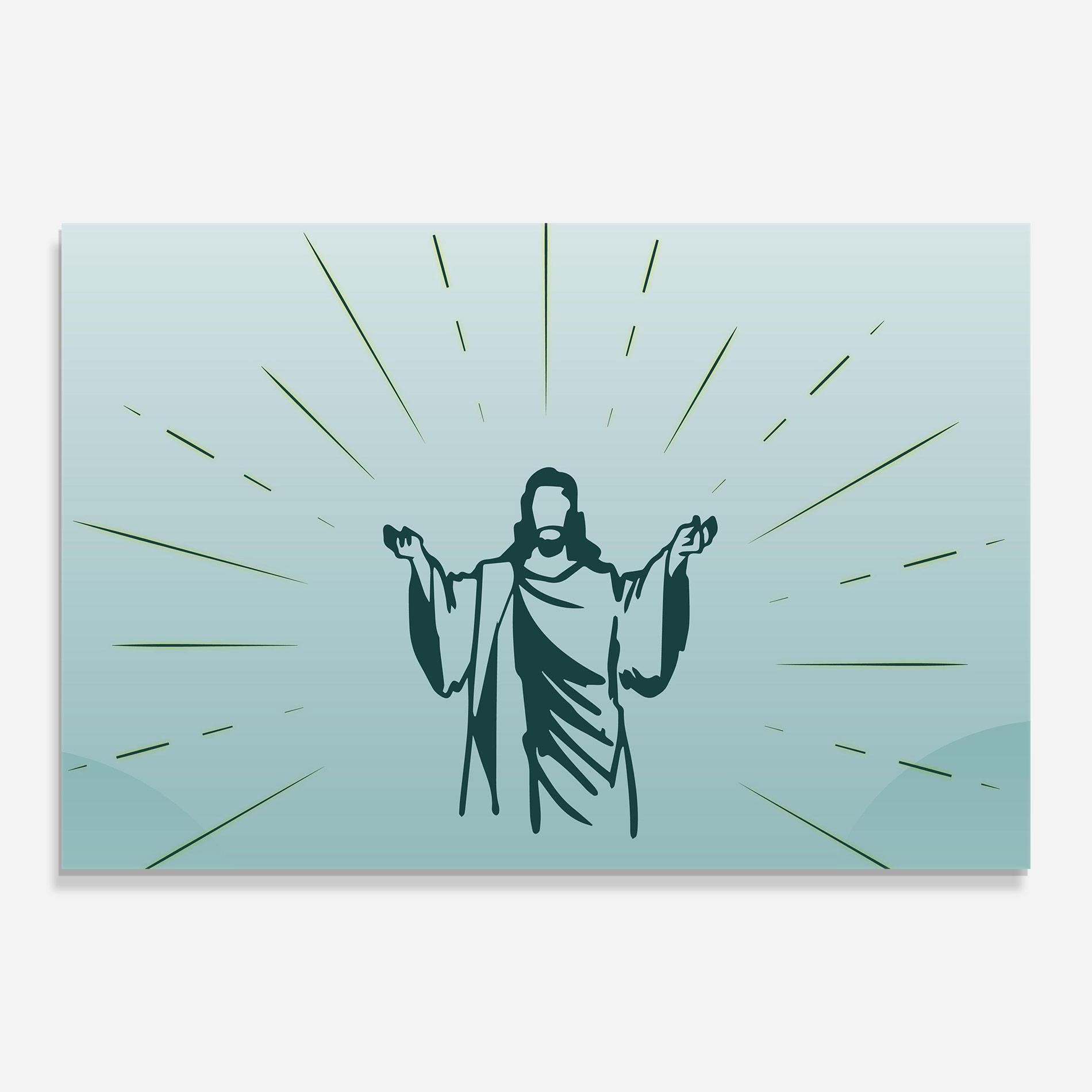 Glasbild Blue Art Jesus mockup 0