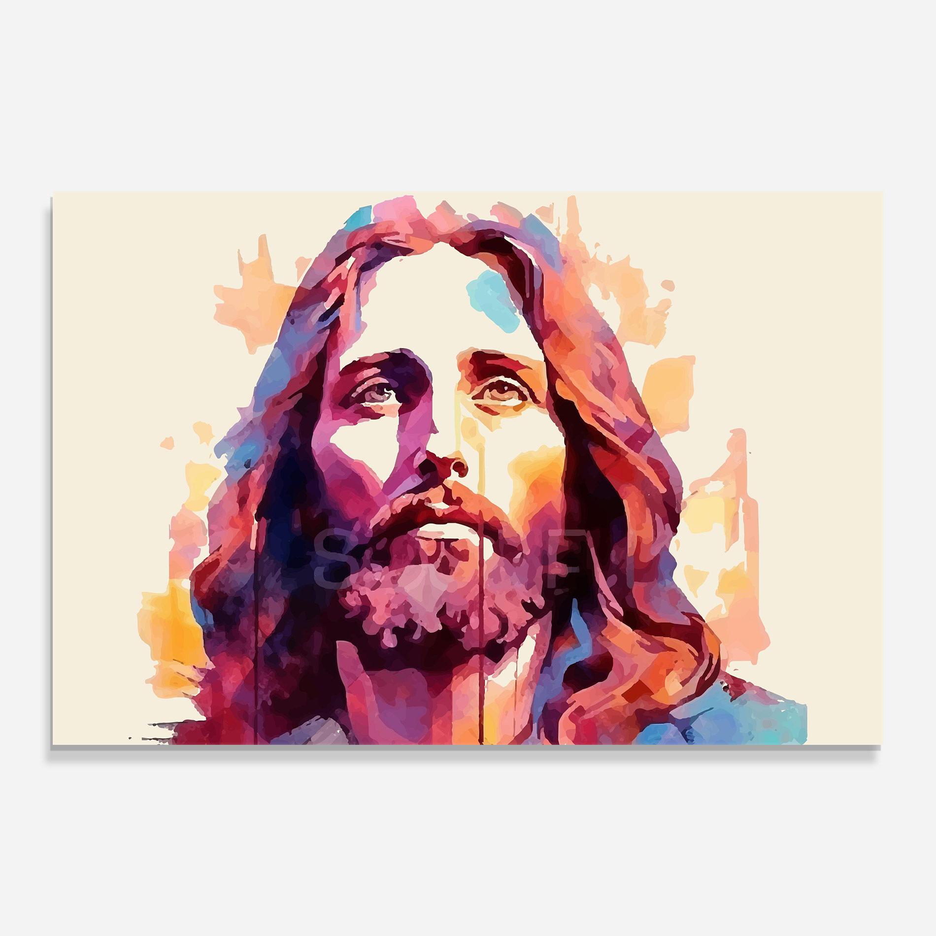 Glasbild Color Jesus mockup 0
