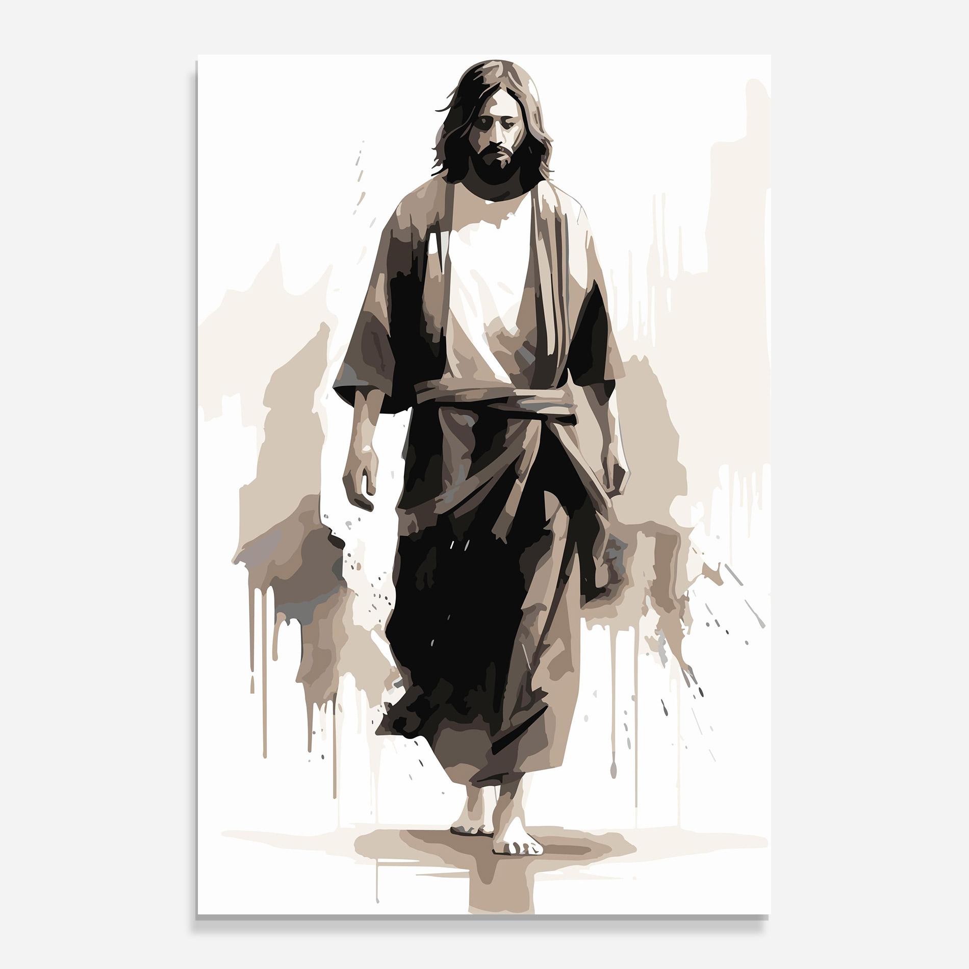 Glasbild Cream Art Jesus mockup 0