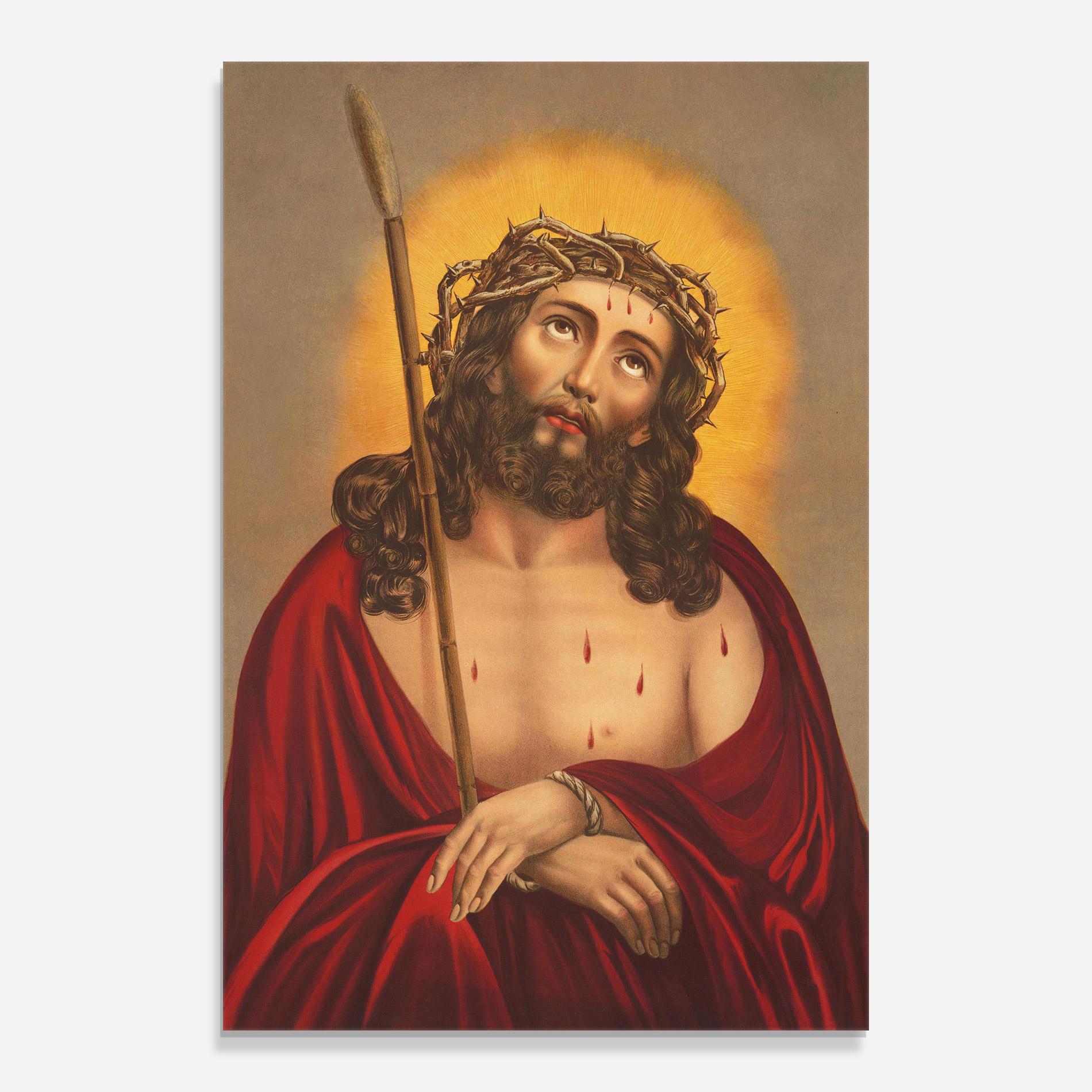 Glasbild Red Dresses Jesus mockup 0