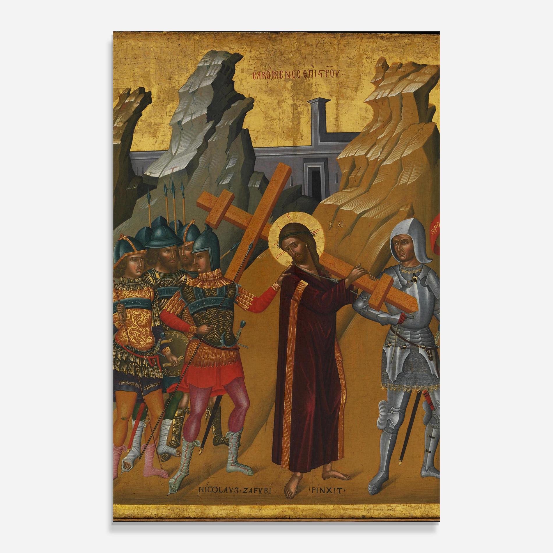 Glasbild Walking With Cross mockup 0