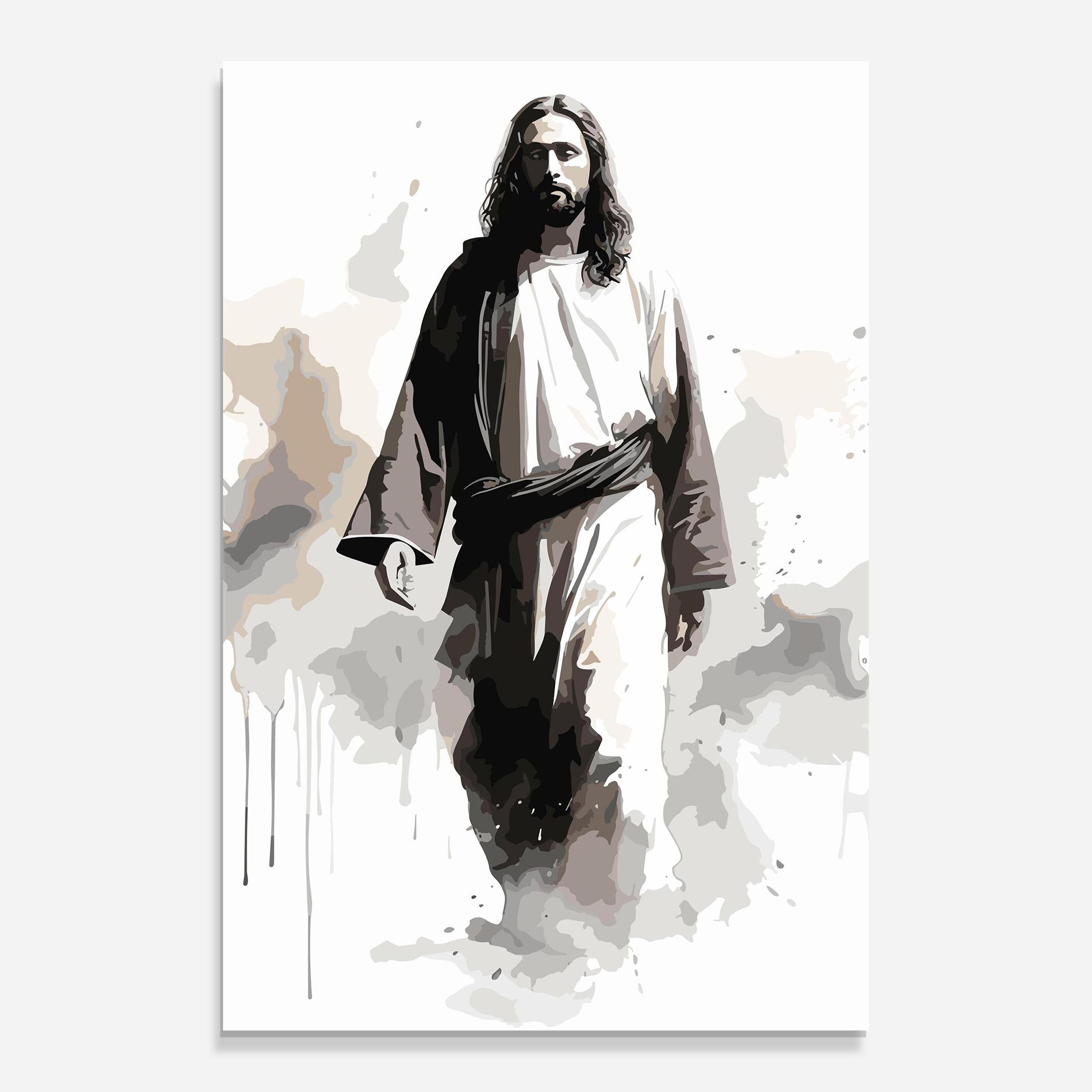 Glasbild Watercolor Jesus mockup 0