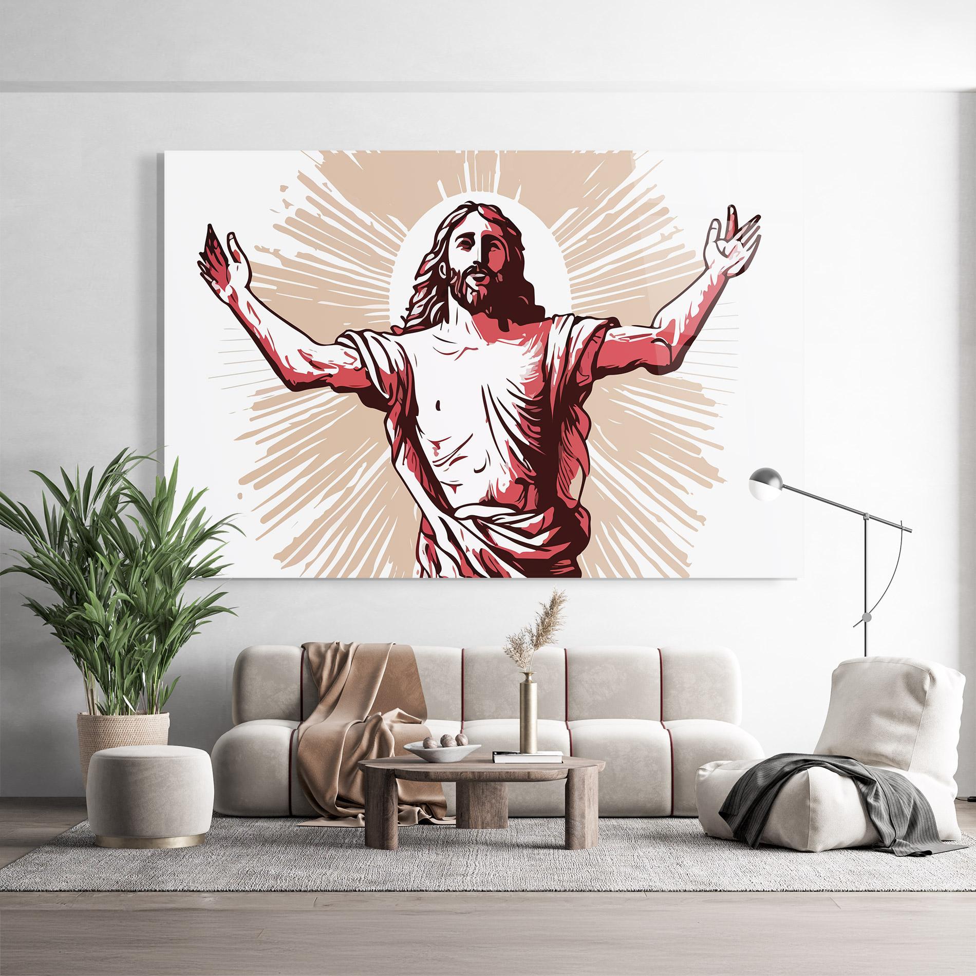 Glasbild Artistic Jesus mockup 9