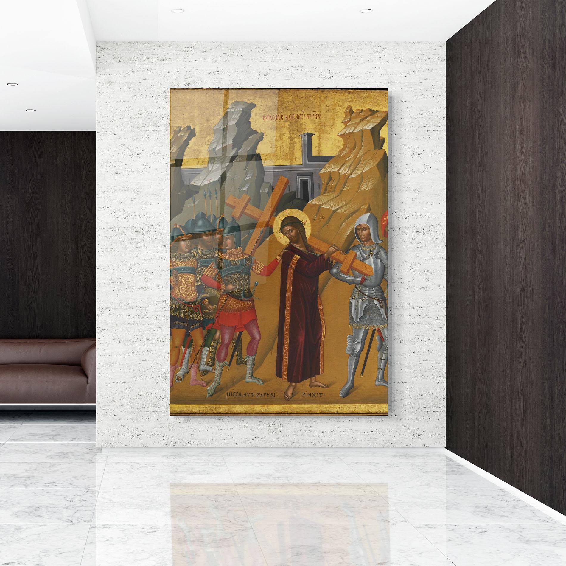 Glasbild Walking With Cross mockup 9