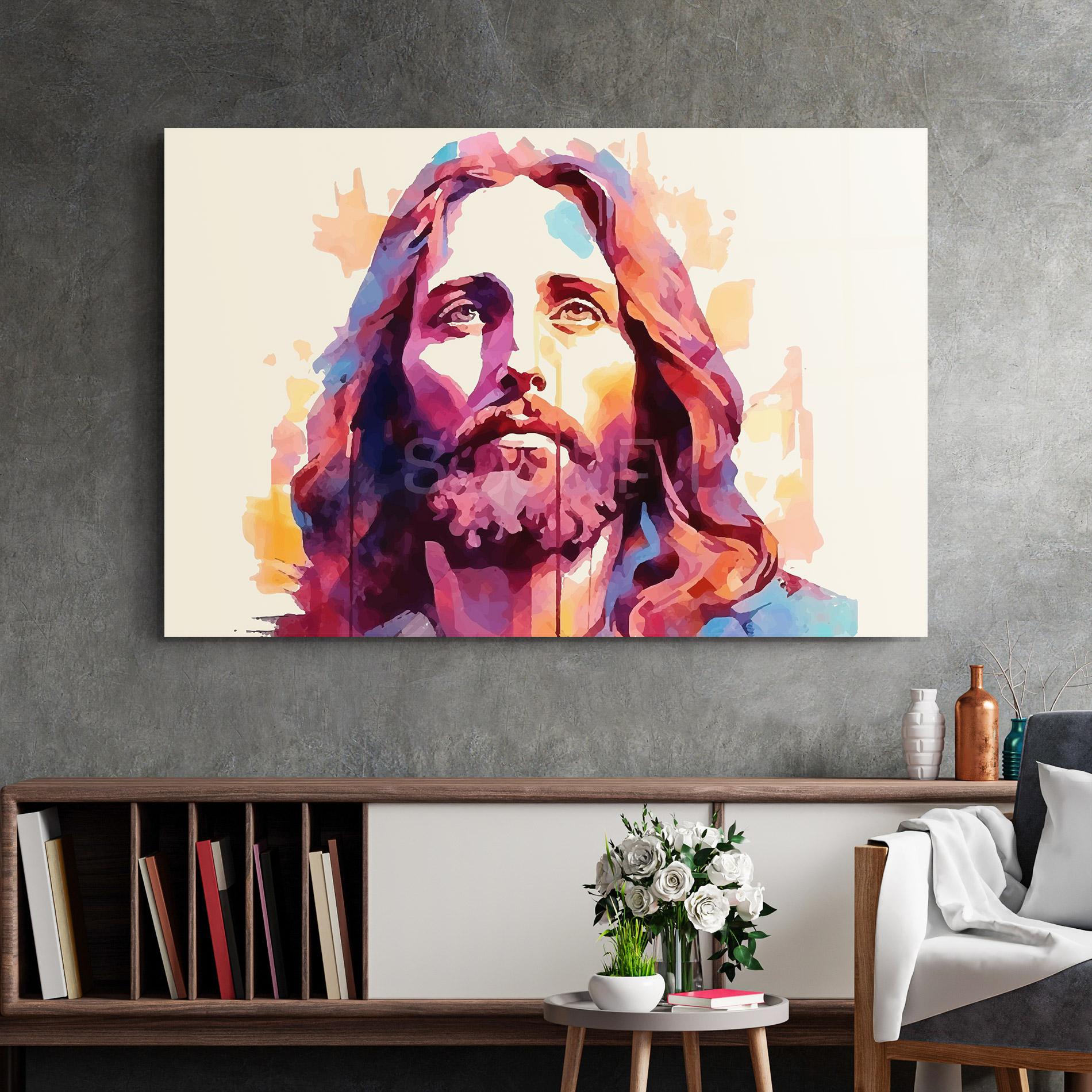 Glasbild Color Jesus mockup 2