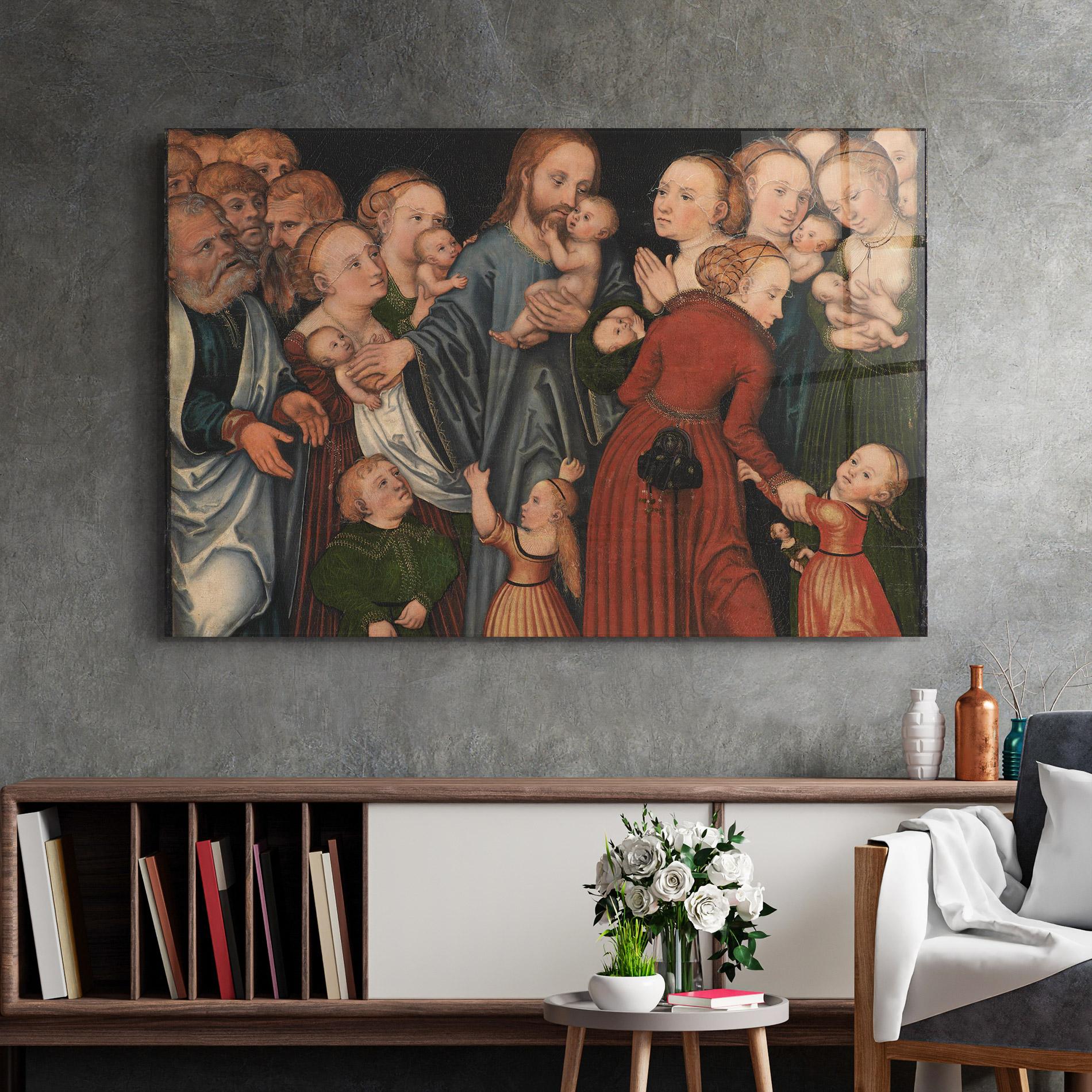 Glasbild Jesus Old Art mockup 2