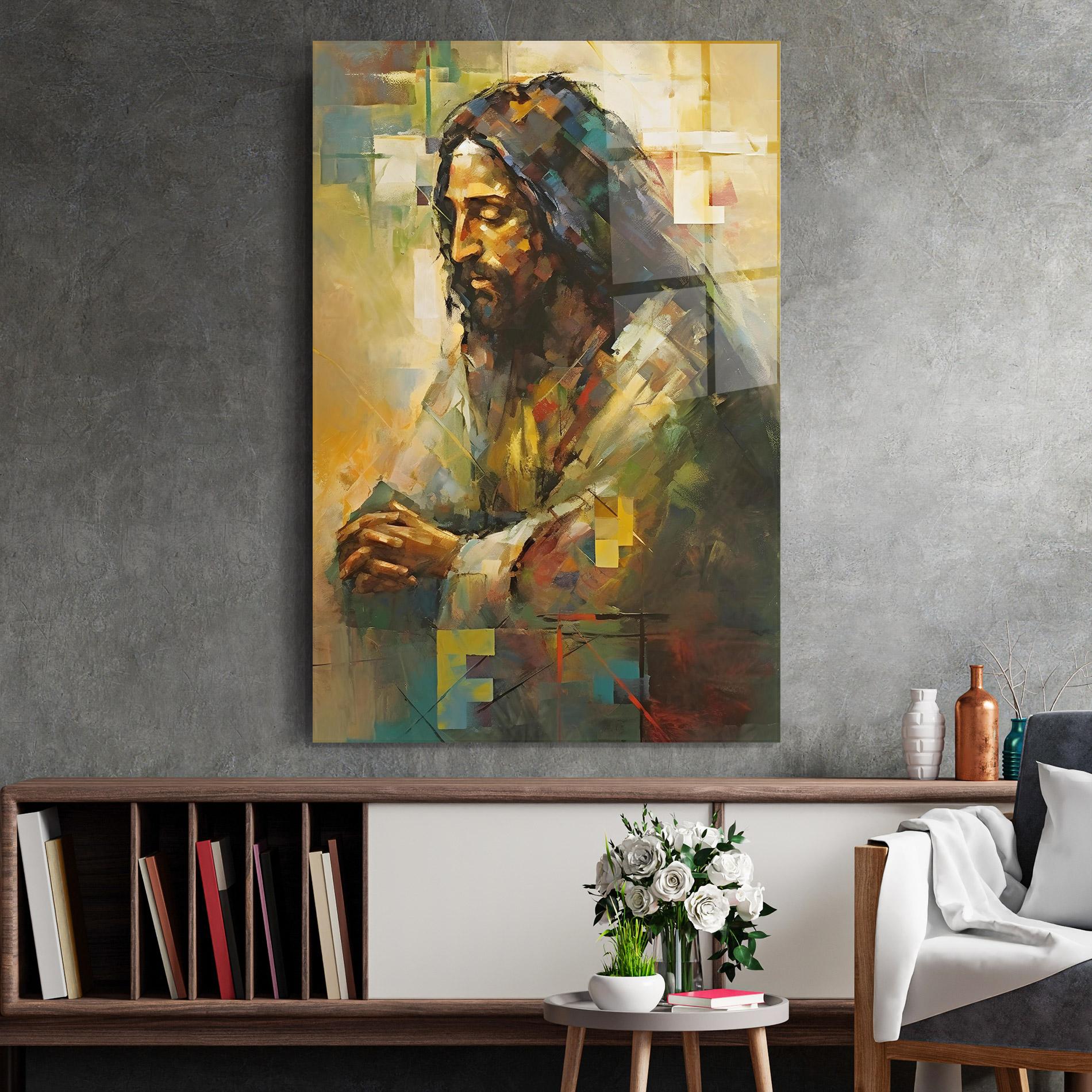 Glasbild Christ Painting Art mockup 2