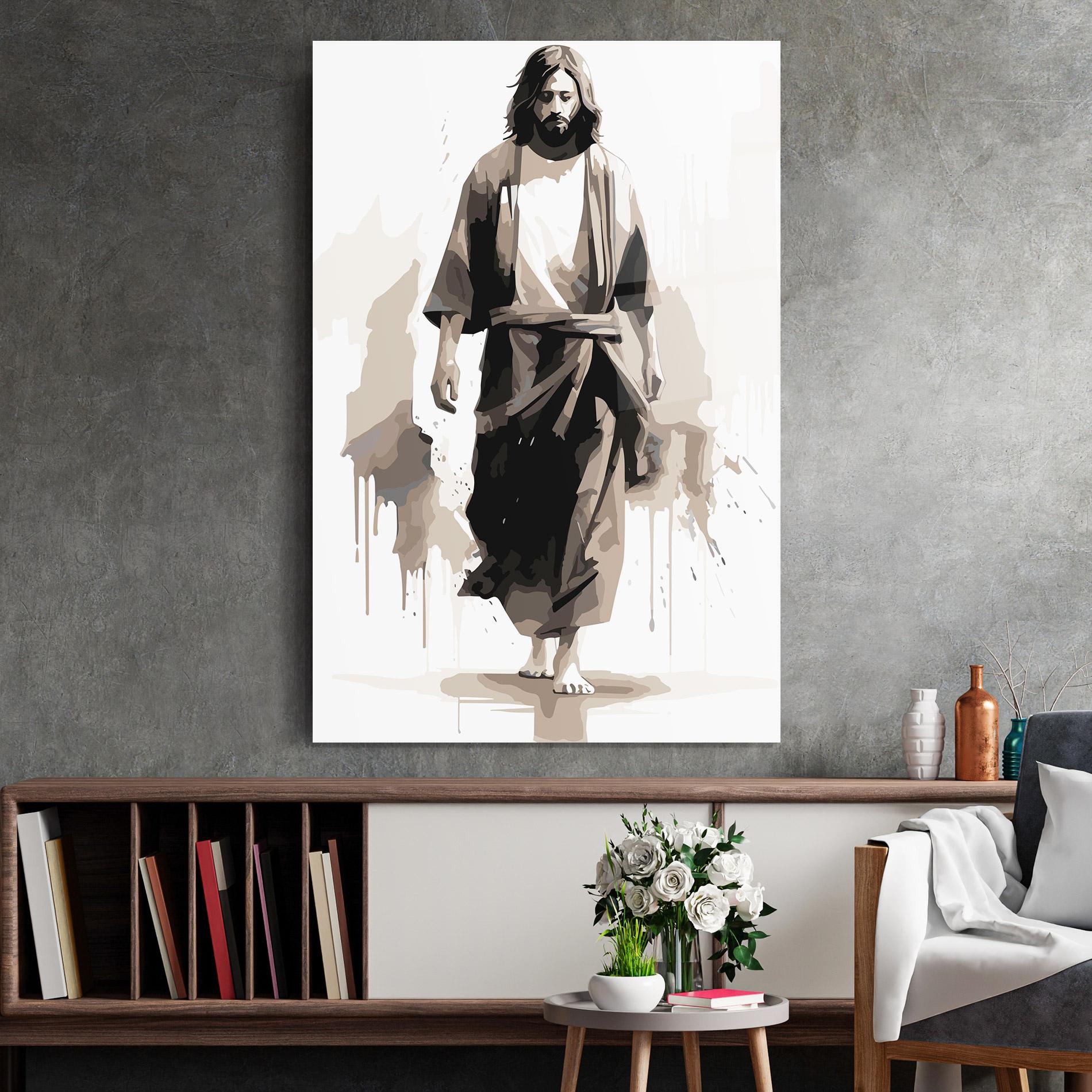 Glasbild Cream Art Jesus mockup 2