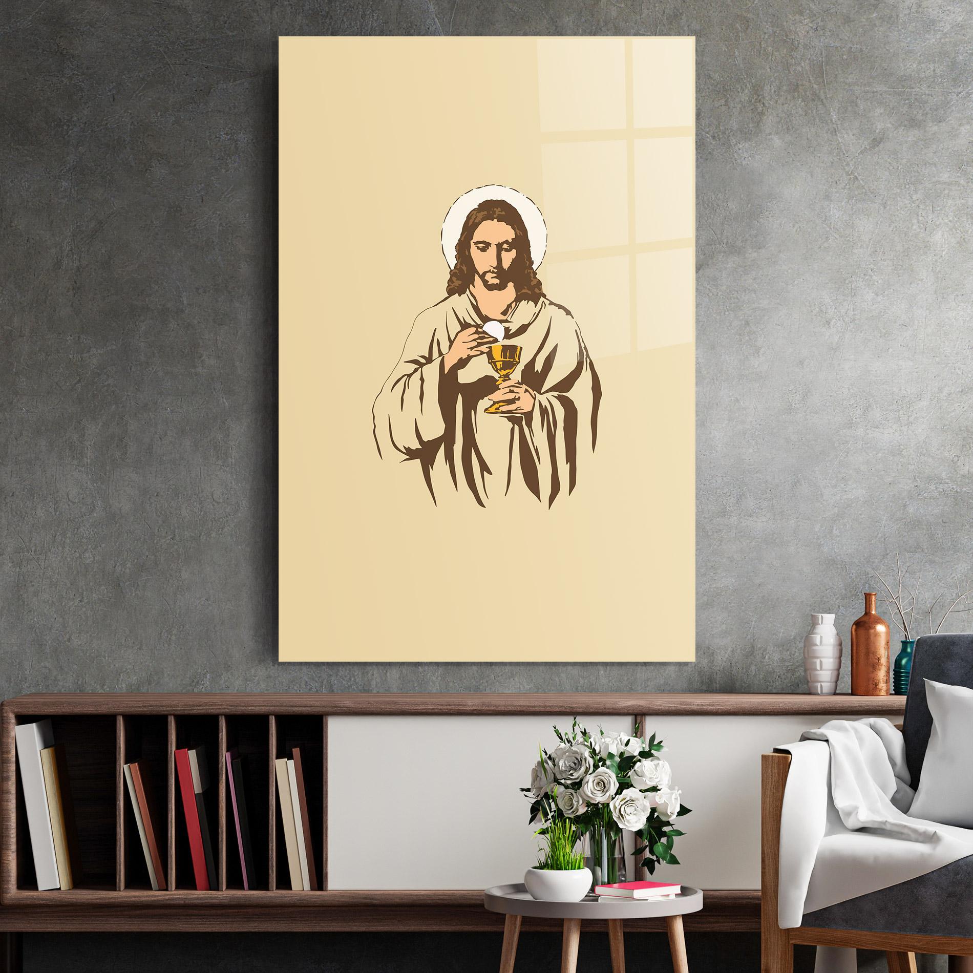 Glasbild Cream Jesus mockup 2