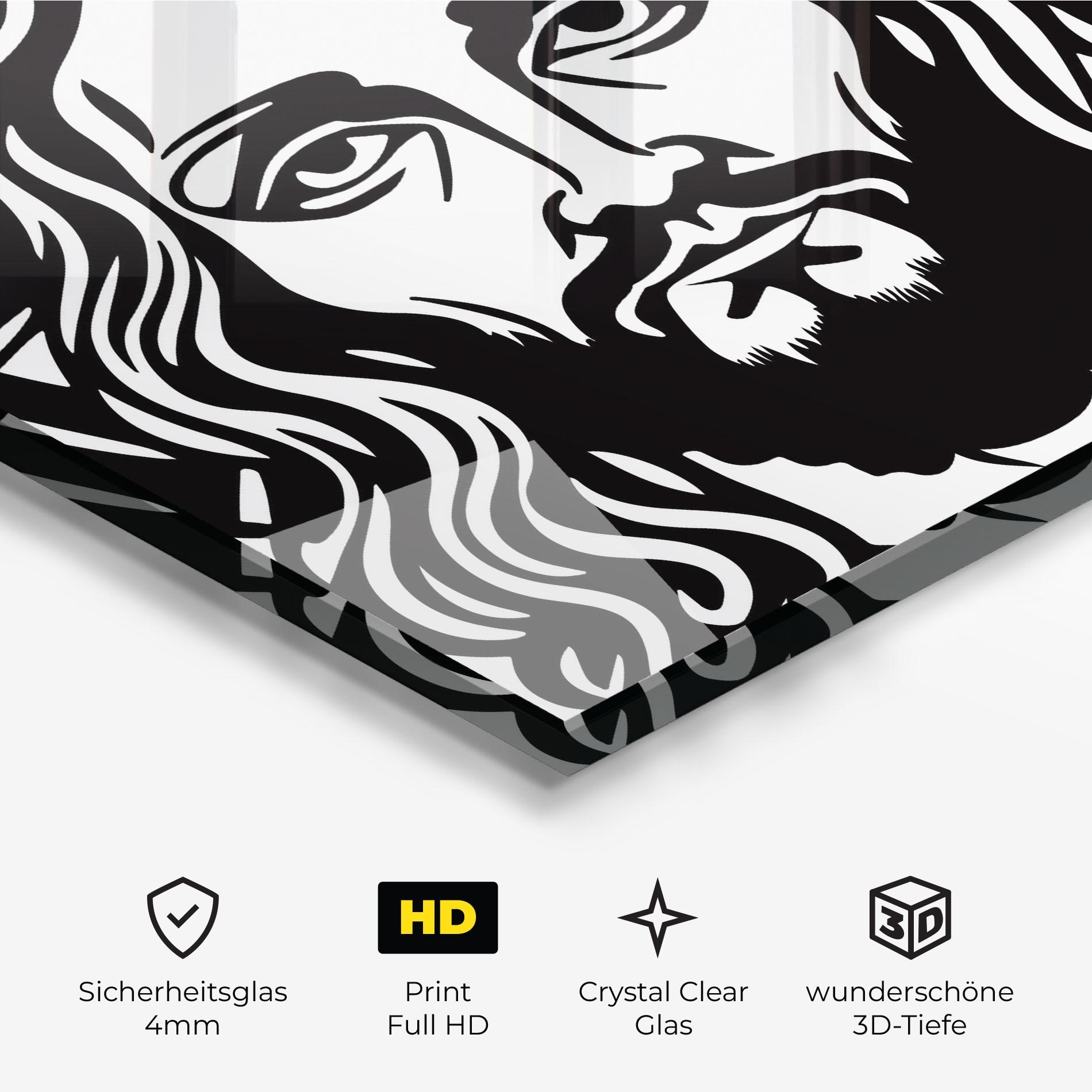 Glasbild Black Line Jesus mockup 3