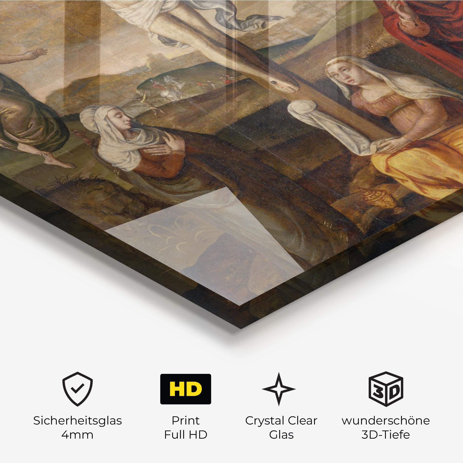 Glasbild Holding Cross Jesus mockup 3