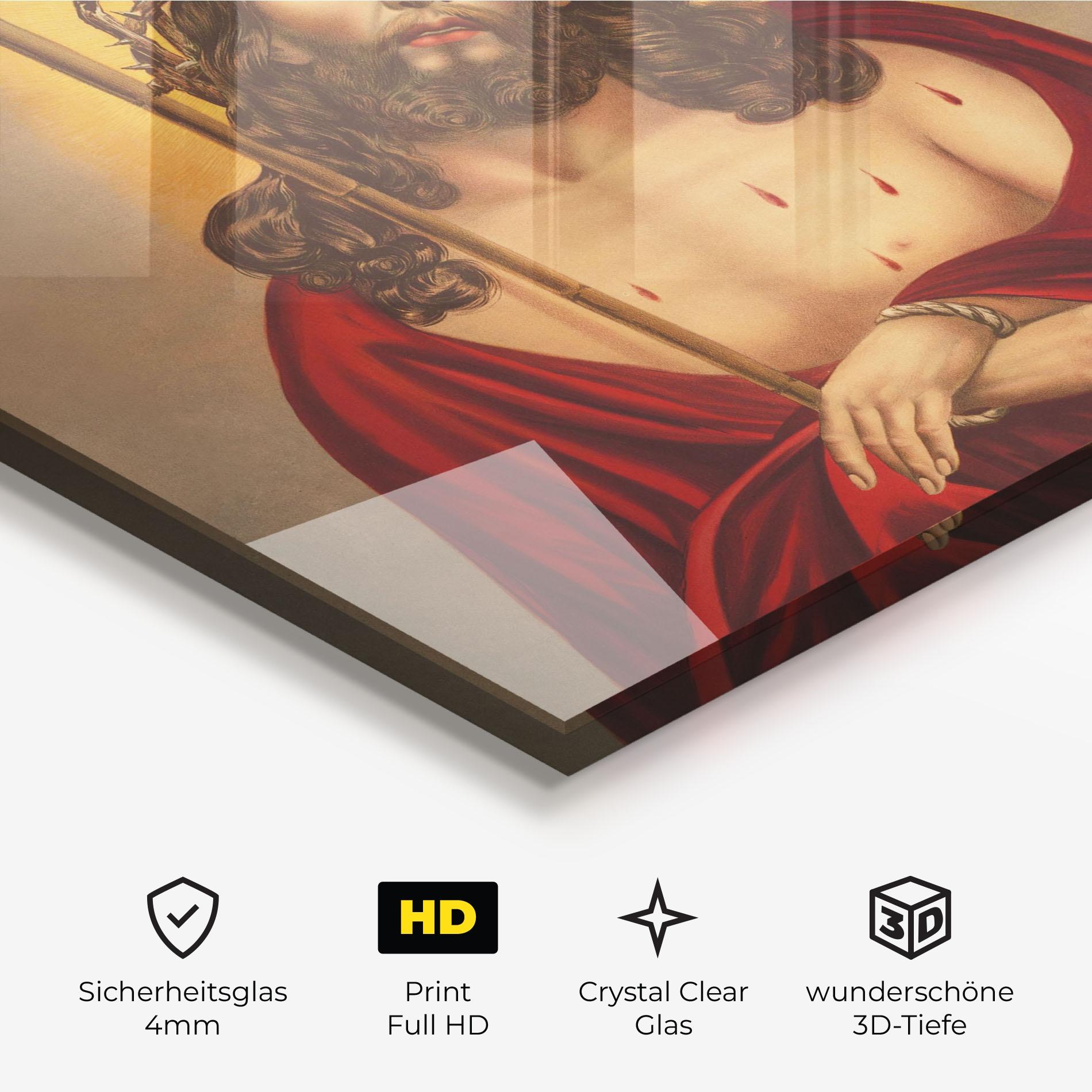 Glasbild Red Dresses Jesus mockup 3