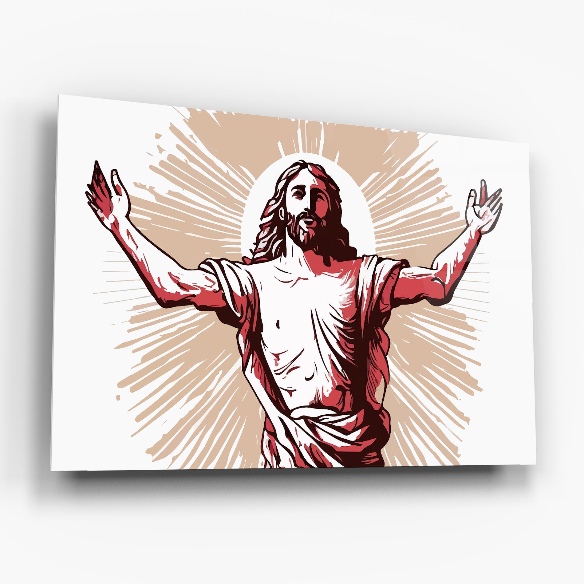 Glasbild Artistic Jesus mockup 6