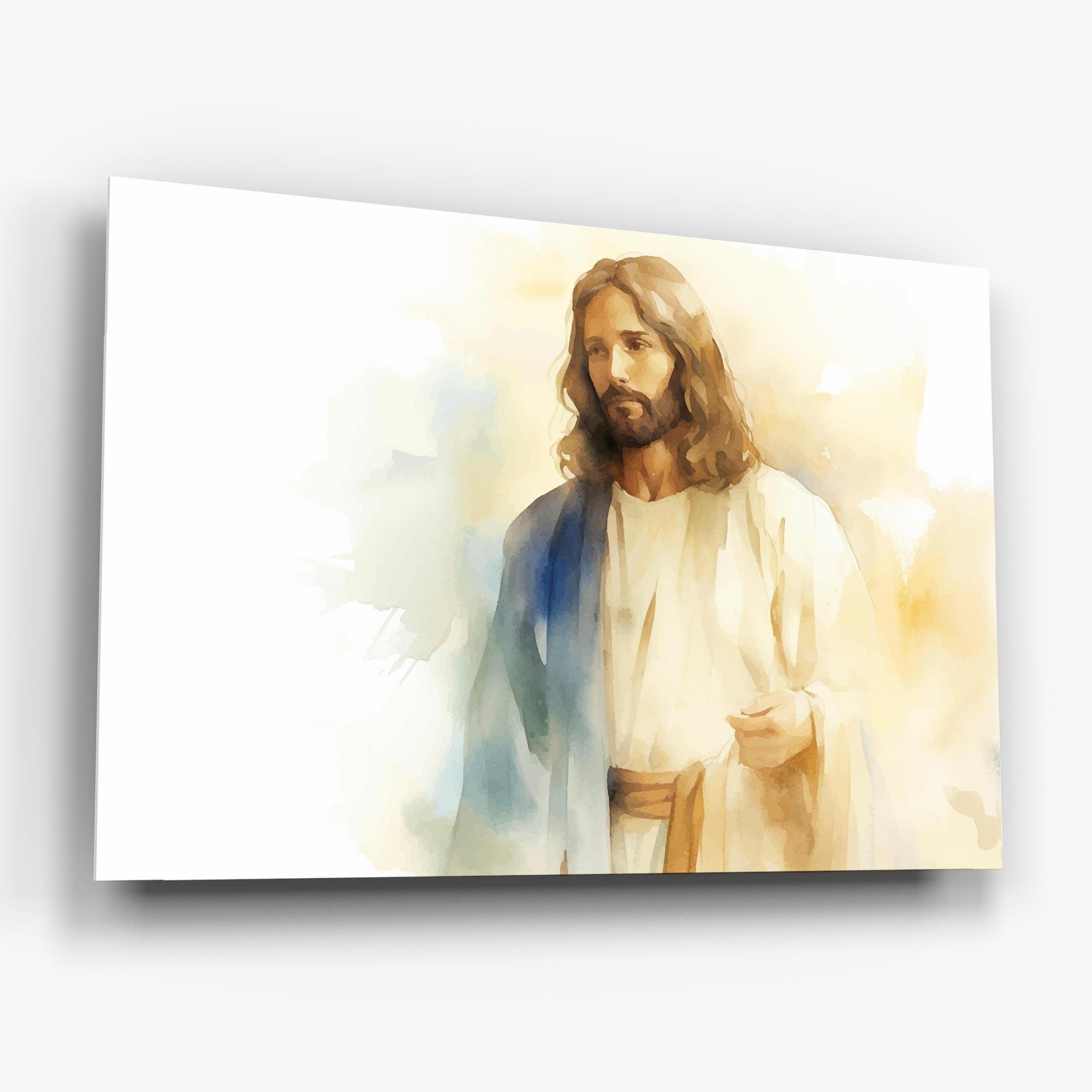 Glasbild Jesus Light Art mockup 6