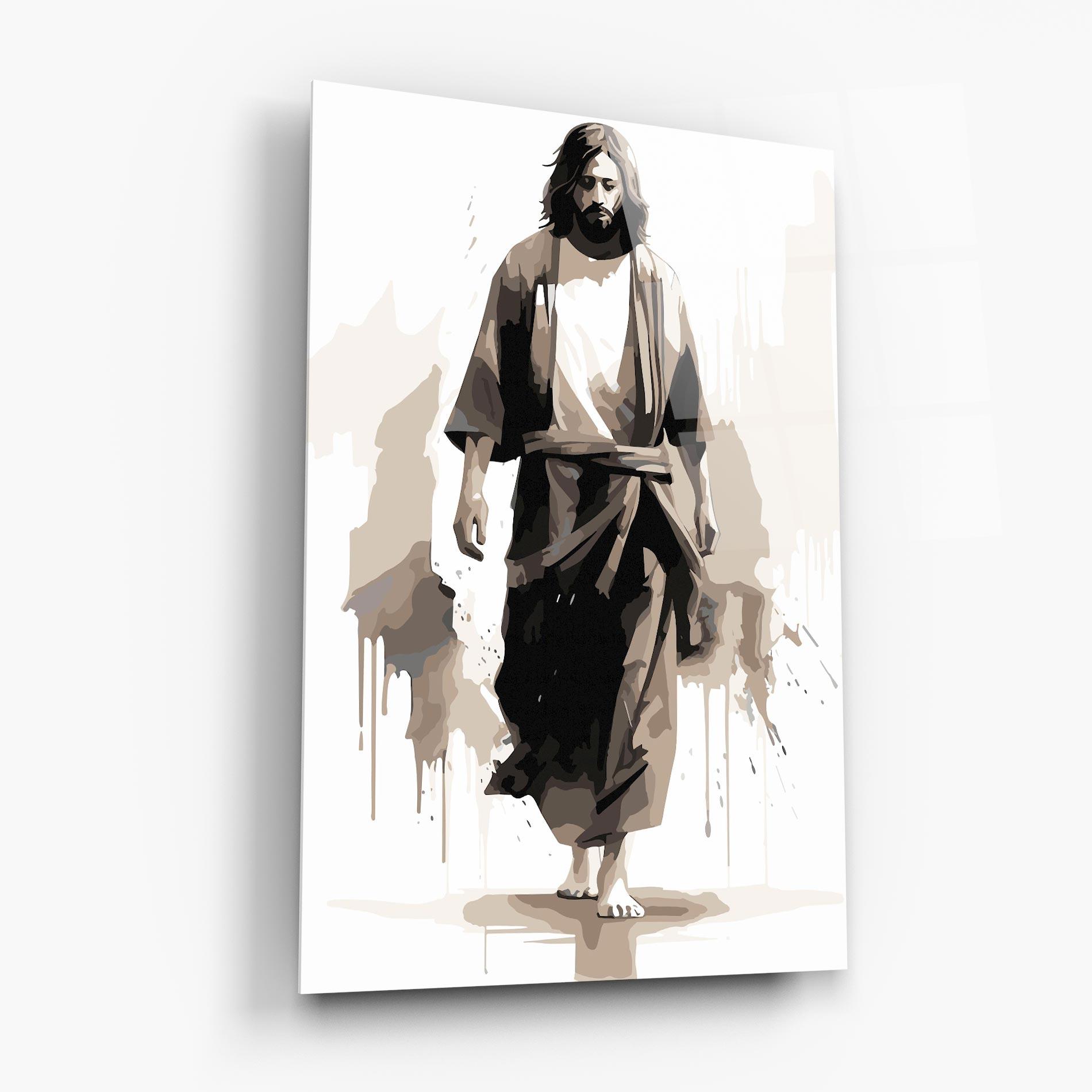 Glasbild Cream Art Jesus mockup 6